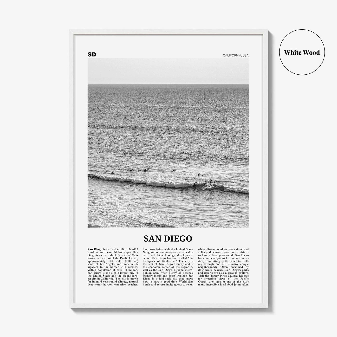 San Diego Print Black and White No 6, San Diego Wall Art, San Diego Poster, California, USA, United States, North America