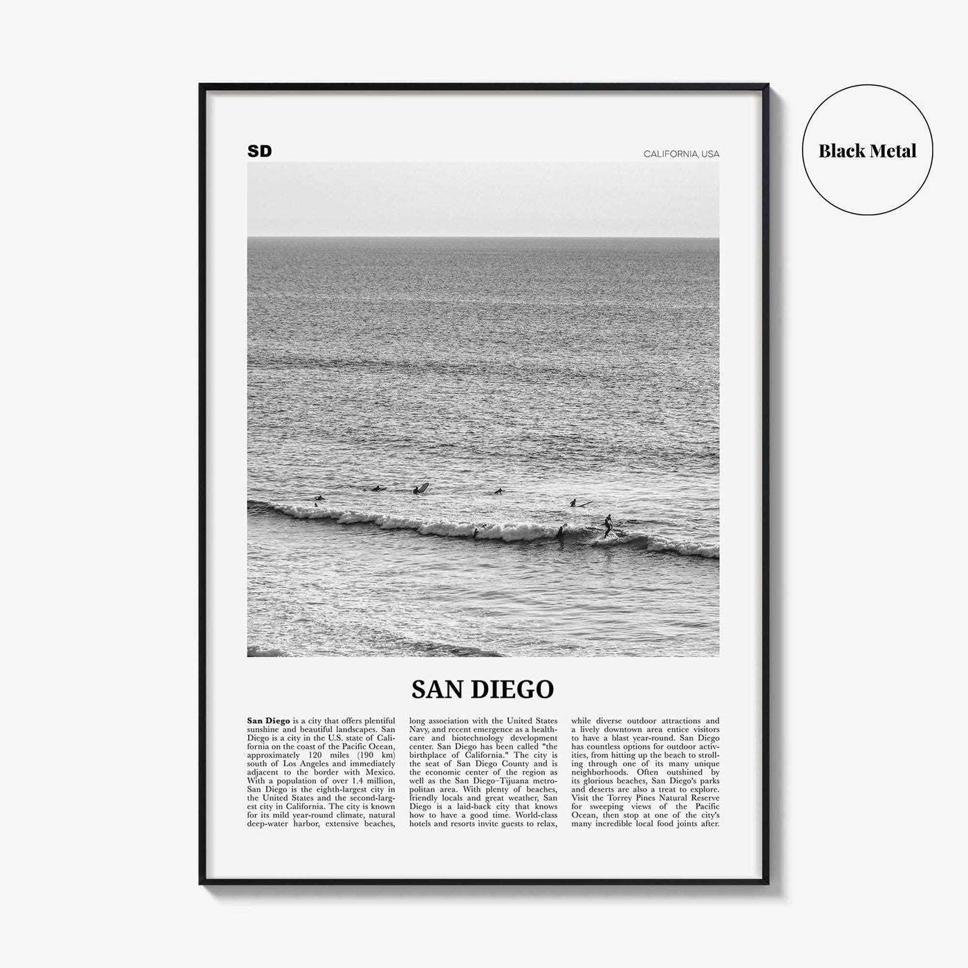 San Diego Print Black and White No 6, San Diego Wall Art, San Diego Poster, California, USA, United States, North America