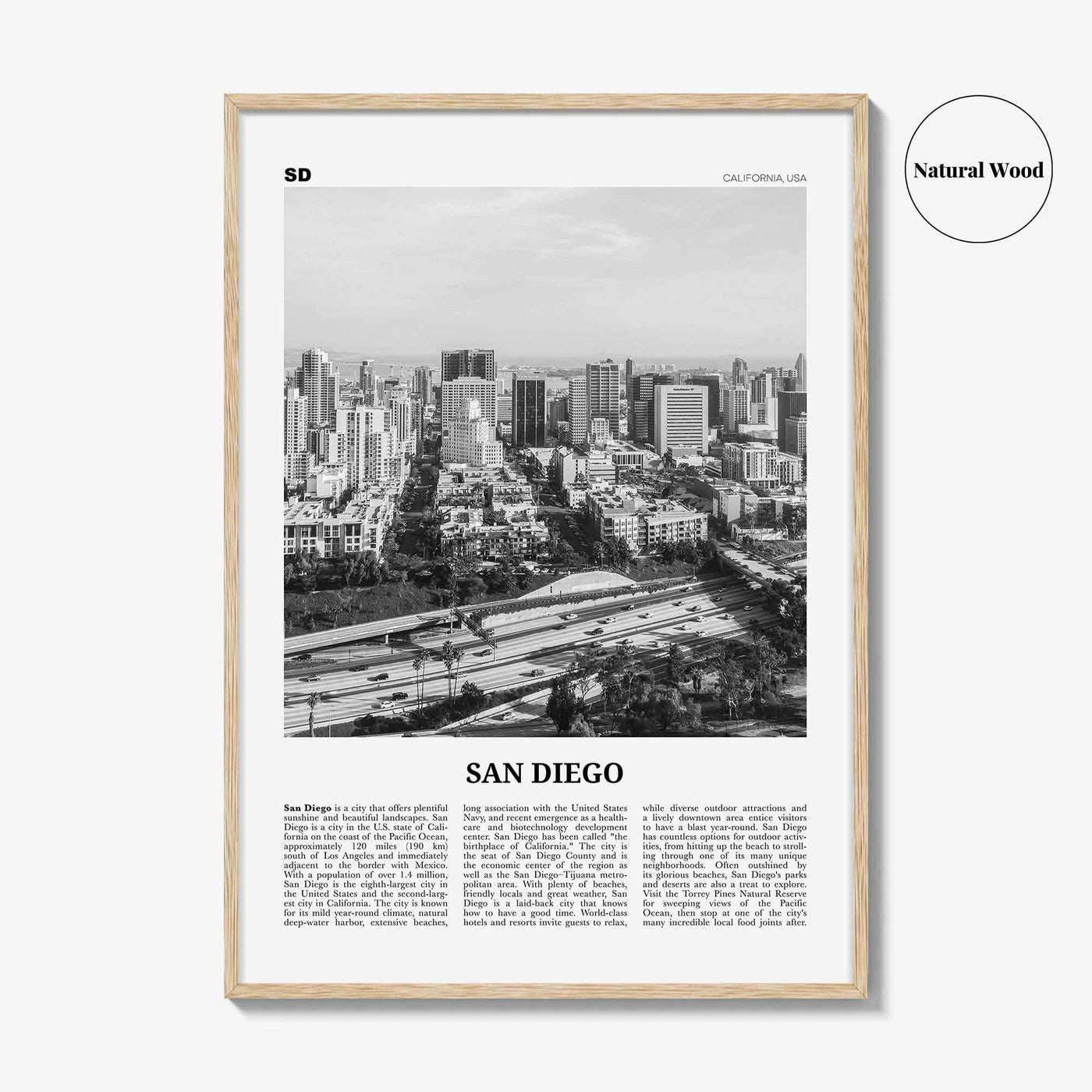 San Diego Print Black and White No 7, San Diego Wall Art, San Diego Poster, California, USA, United States, North America