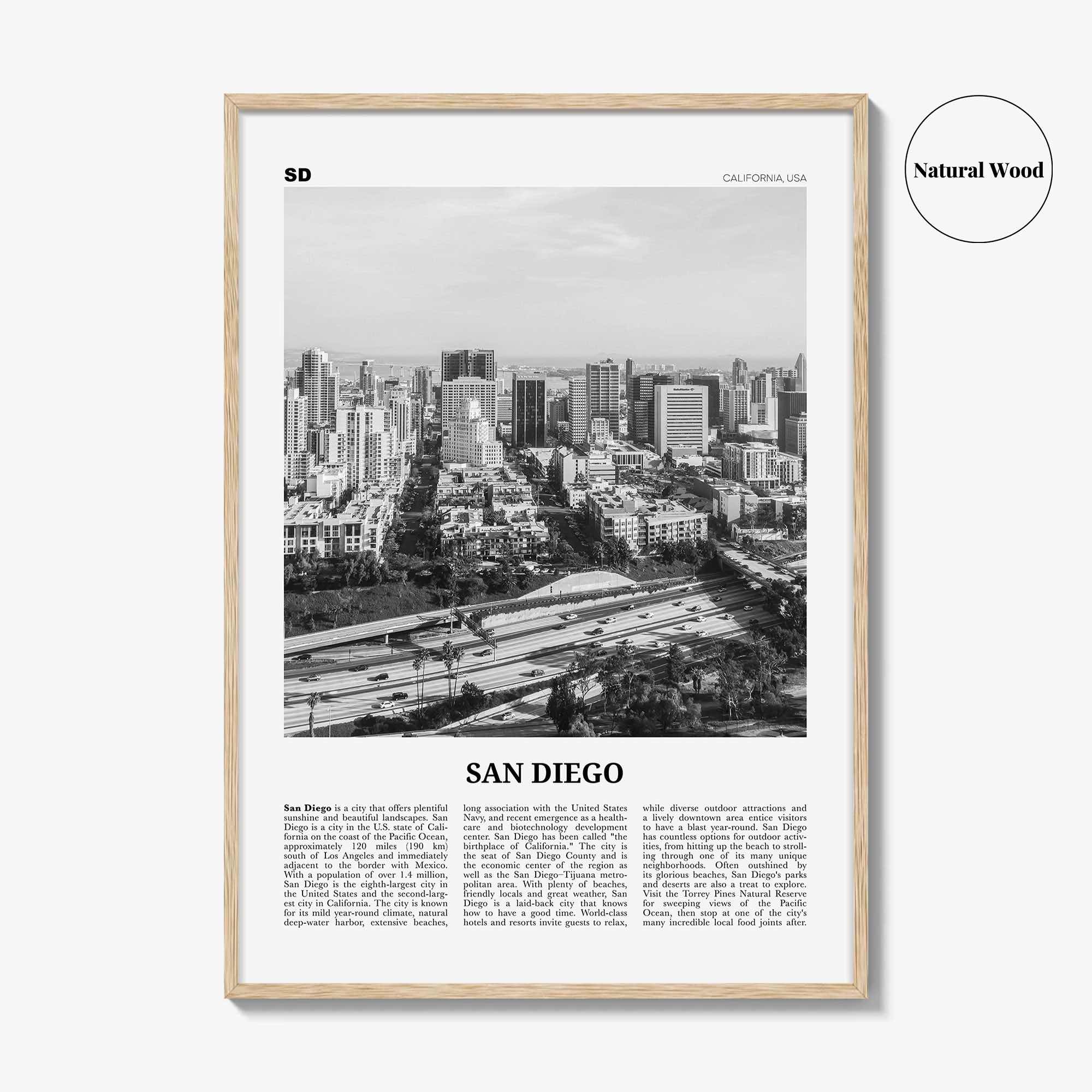 San Diego Print Black and White No 7, San Diego Wall Art, San Diego Poster, California, USA, United States, North America