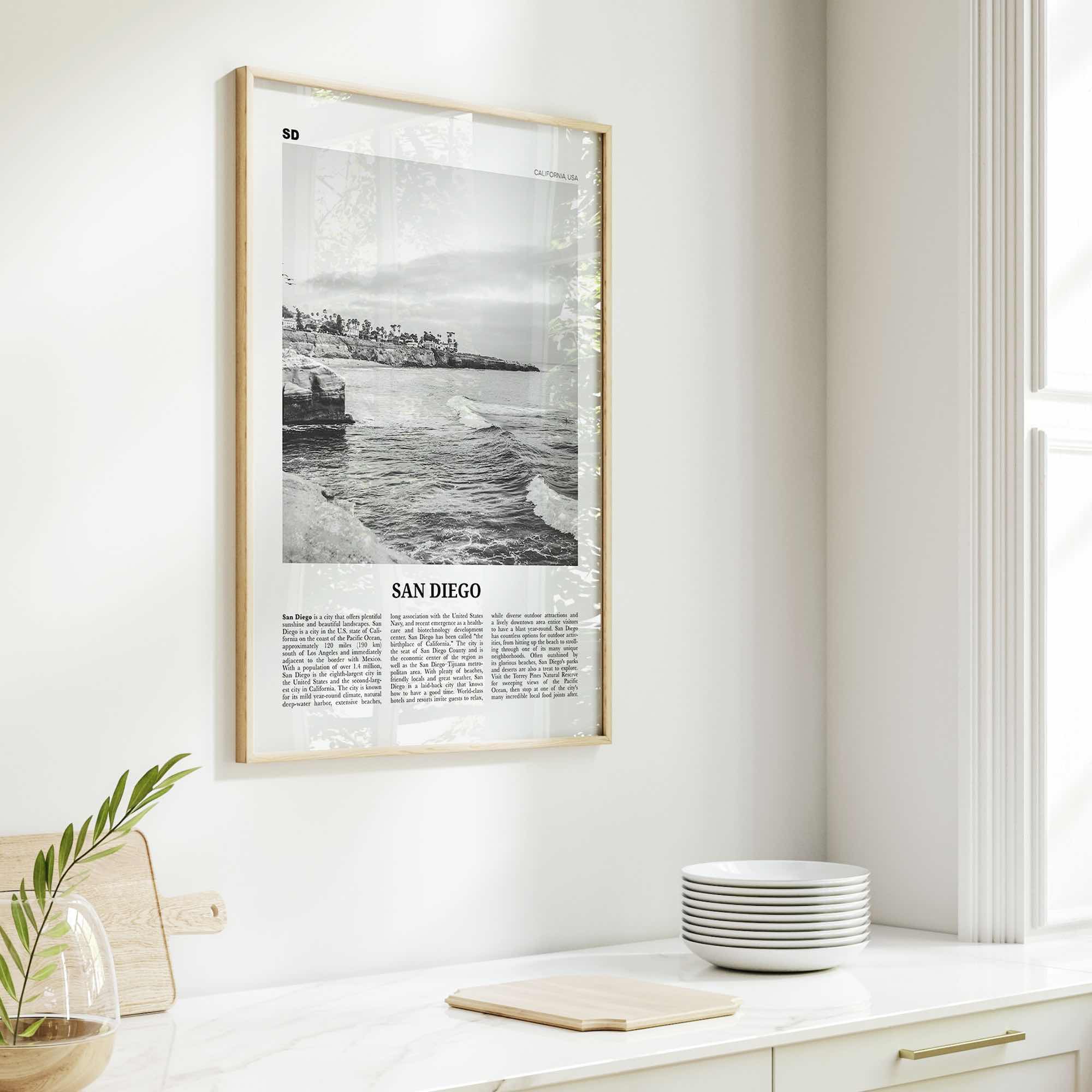 San Diego Print Black and White No 8, San Diego Wall Art, San Diego Poster, California, USA, United States, North America