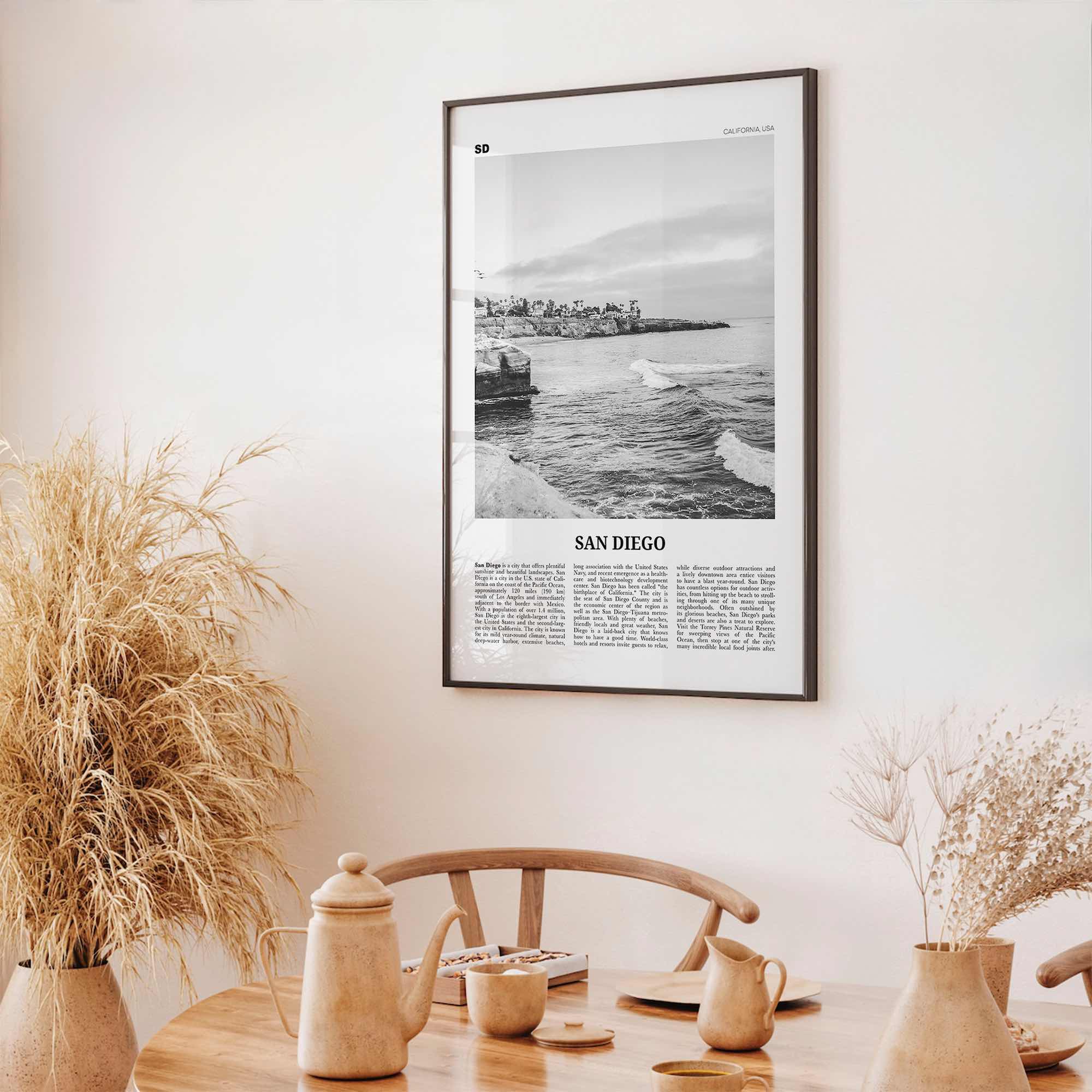 San Diego Print Black and White No 8, San Diego Wall Art, San Diego Poster, California, USA, United States, North America