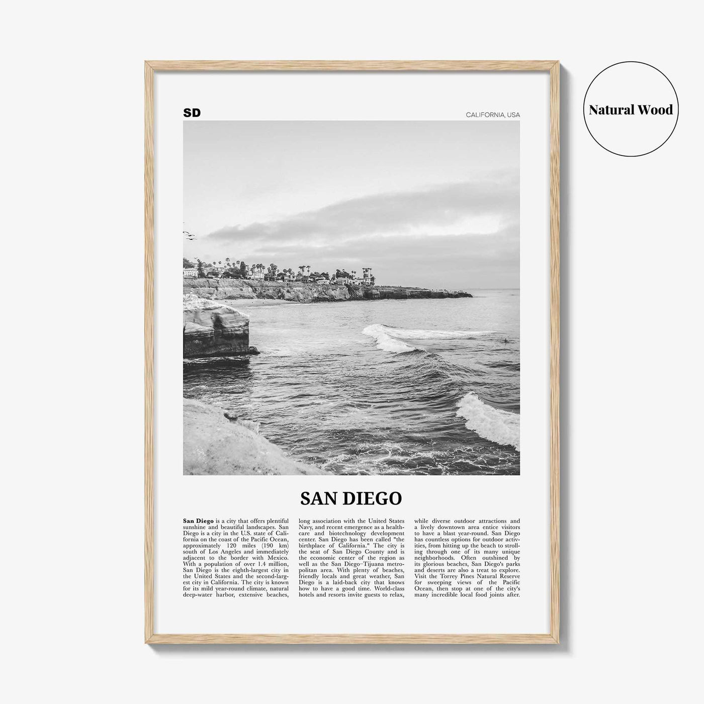 San Diego Print Black and White No 8, San Diego Wall Art, San Diego Poster, California, USA, United States, North America