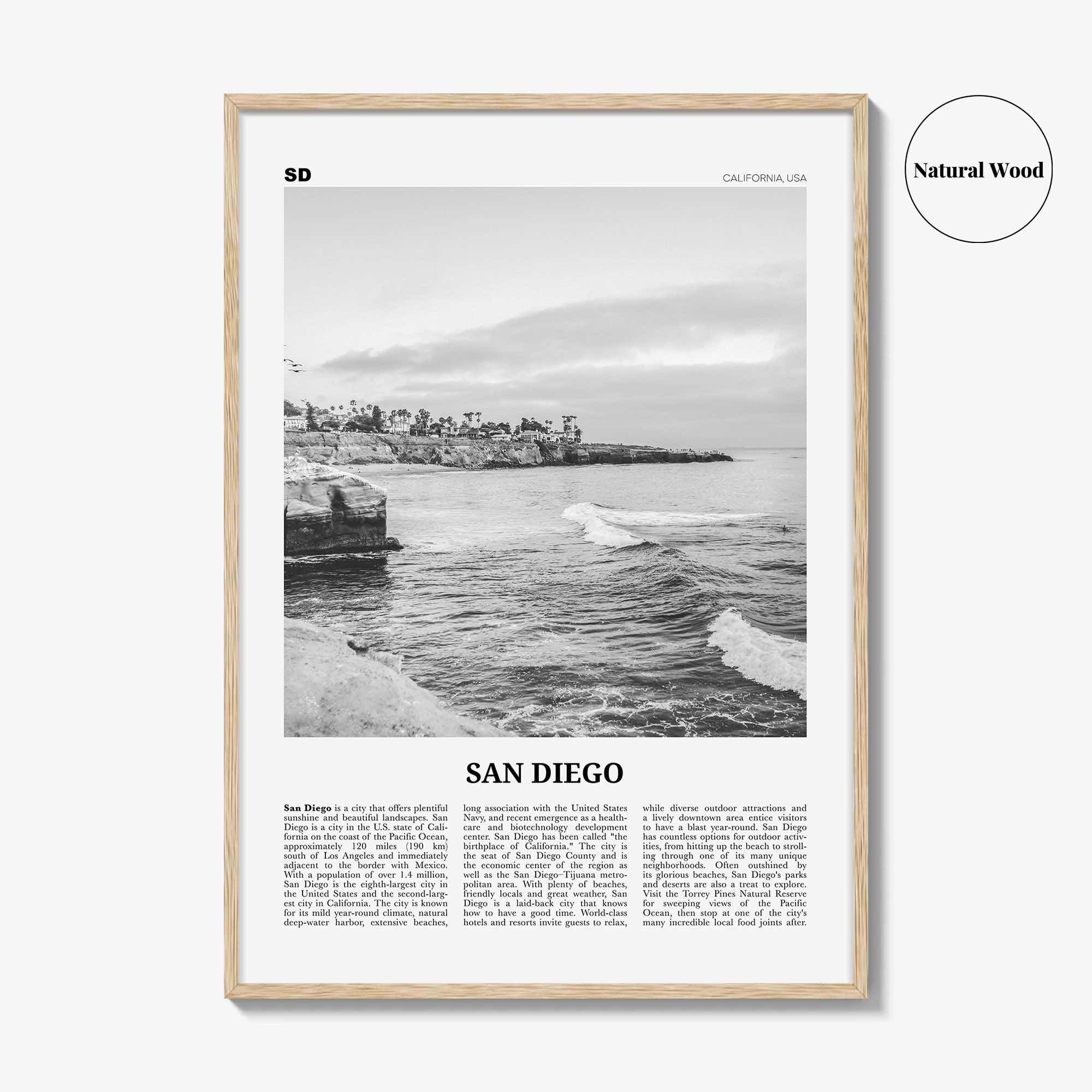 San Diego Print Black and White No 8, San Diego Wall Art, San Diego Poster, California, USA, United States, North America