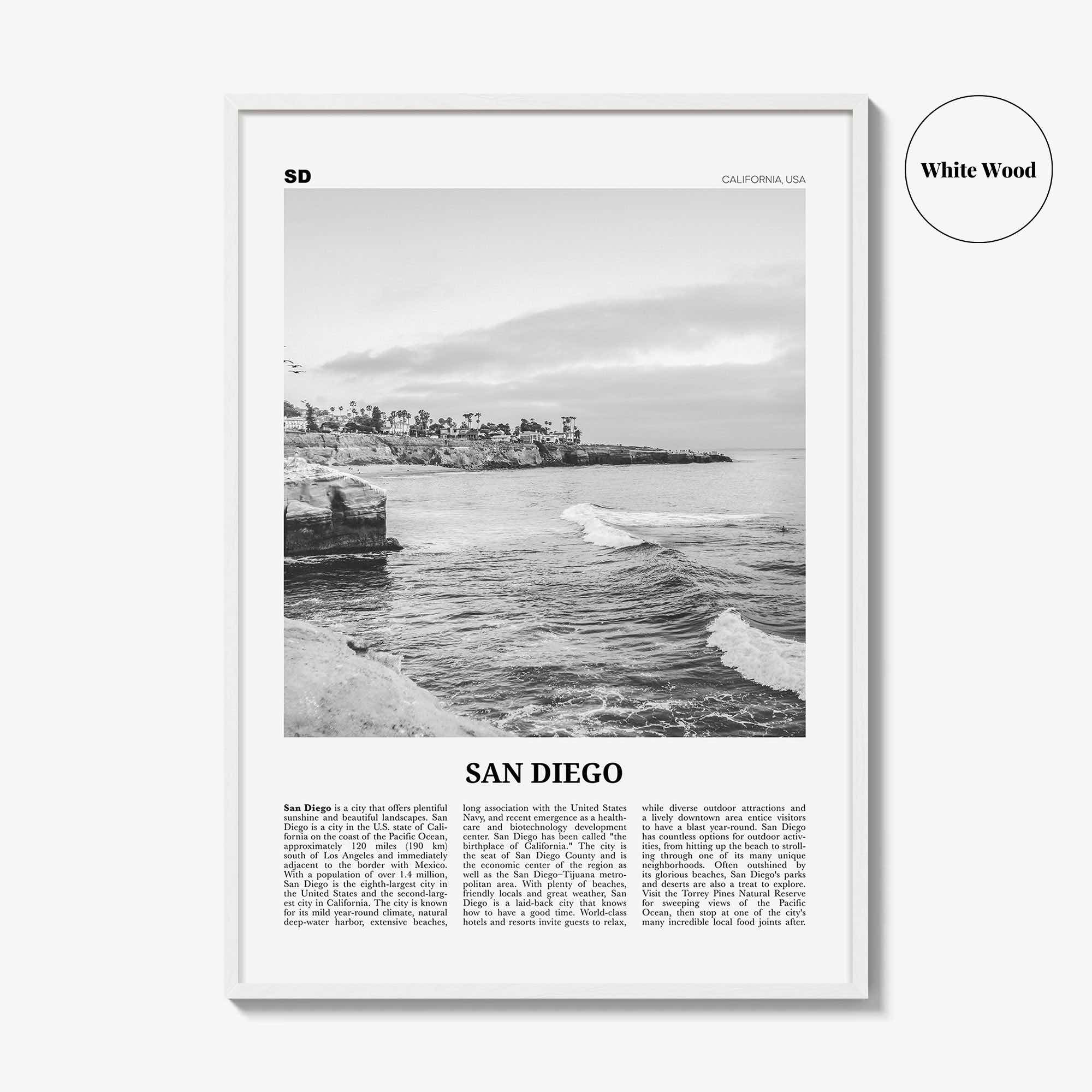 San Diego Print Black and White No 8, San Diego Wall Art, San Diego Poster, California, USA, United States, North America
