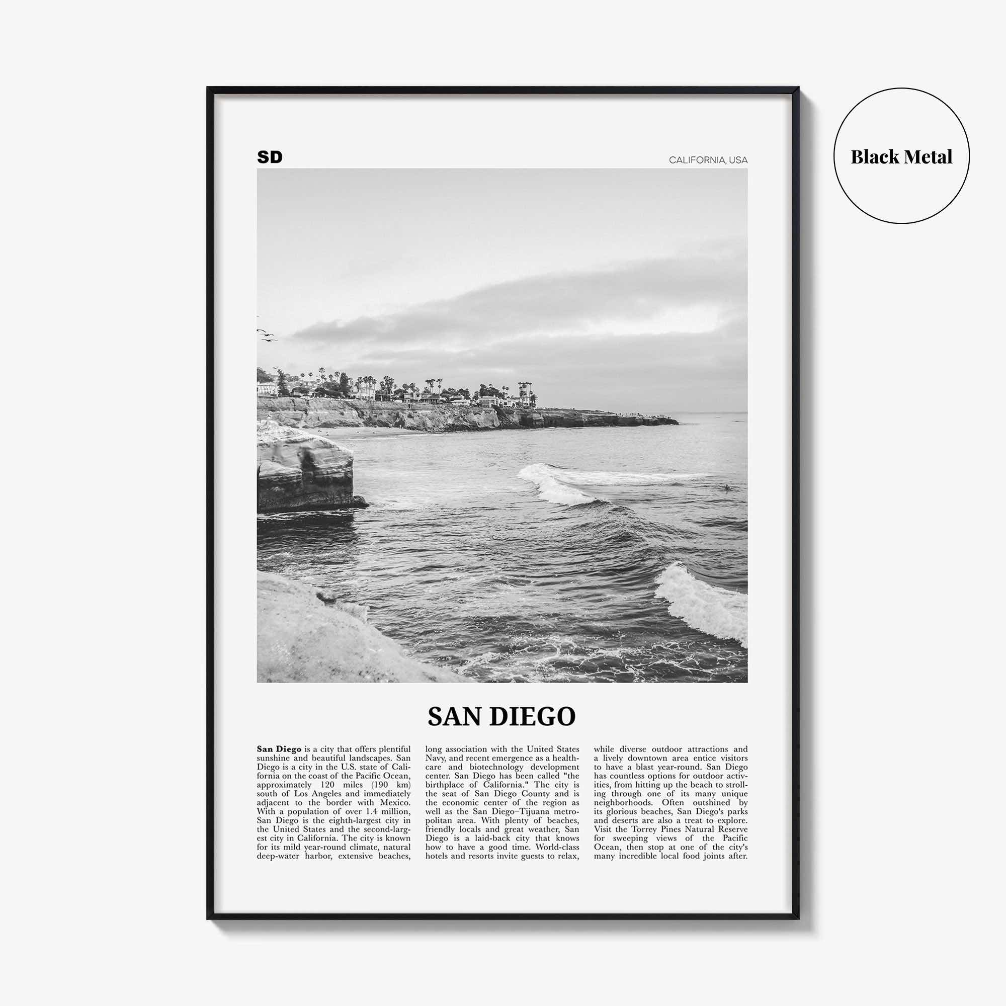 San Diego Print Black and White No 8, San Diego Wall Art, San Diego Poster, California, USA, United States, North America