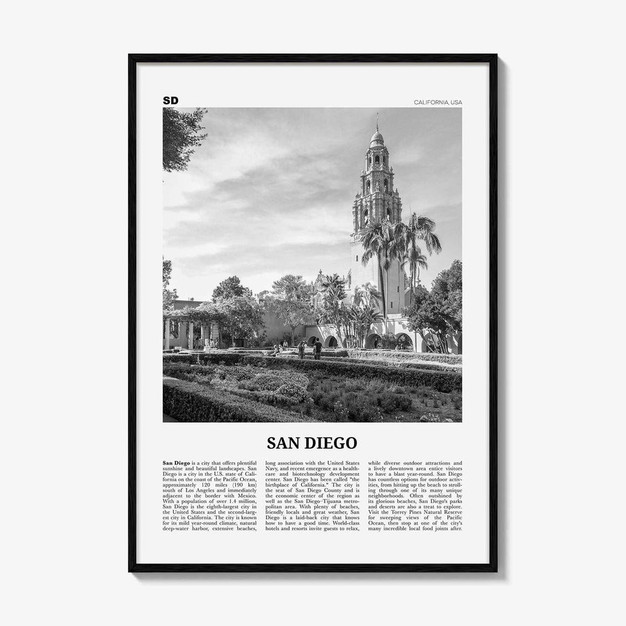 San Diego Print Black and White No 9, San Diego Wall Art, San Diego Poster, San Diego Photo, San Diego Décor, San Diego Map, California, USA