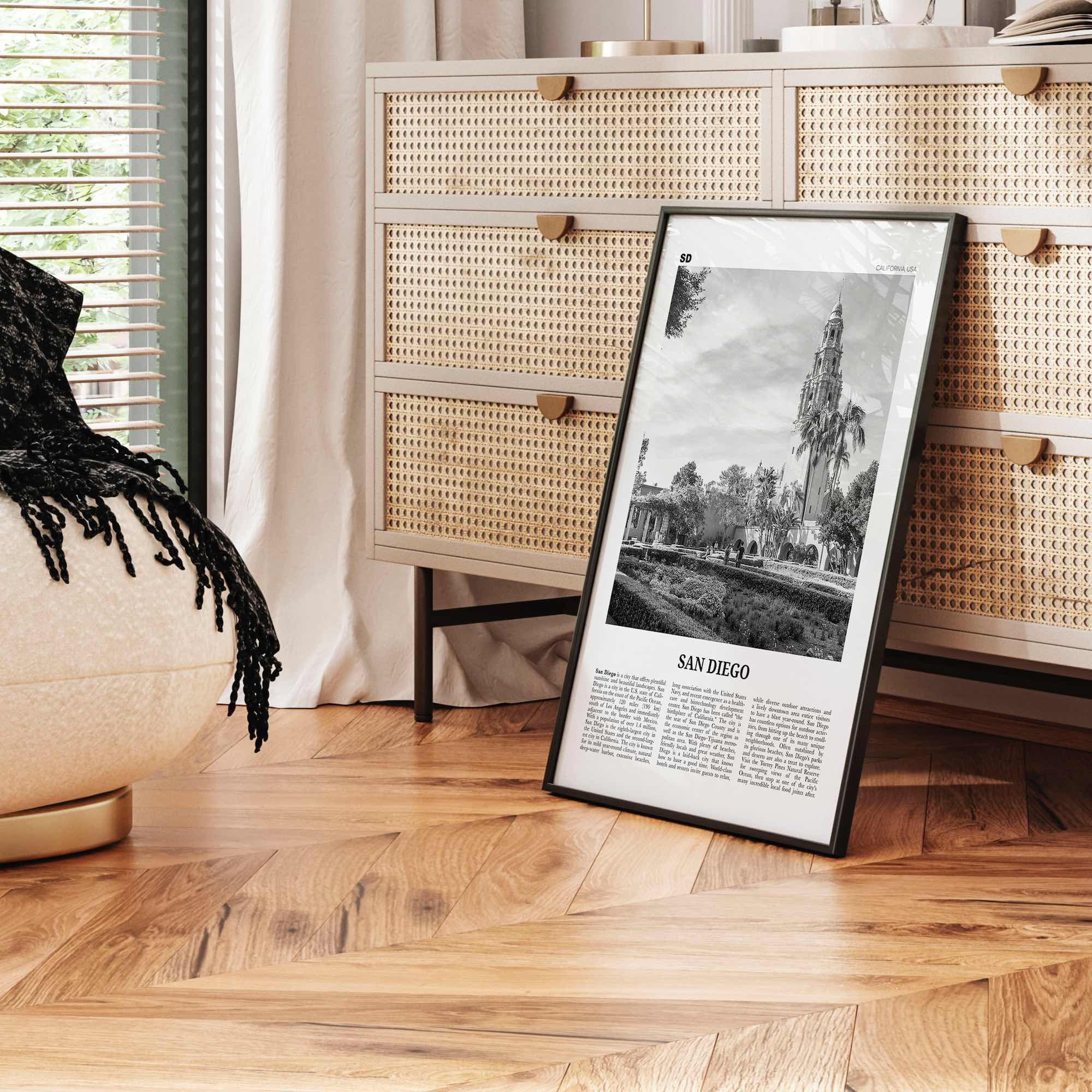 San Diego Print Black and White No 9, San Diego Wall Art, San Diego Poster, San Diego Photo, San Diego Décor, San Diego Map, California, USA