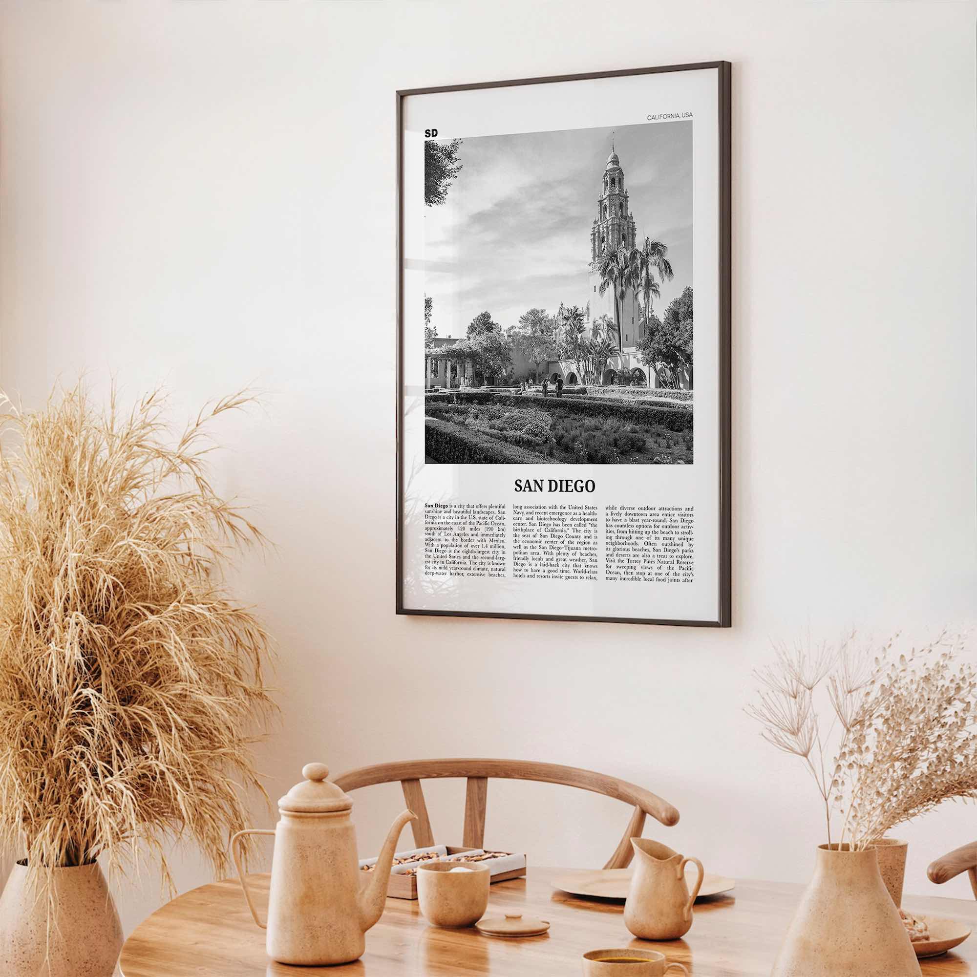 San Diego Print Black and White No 9, San Diego Wall Art, San Diego Poster, San Diego Photo, San Diego Décor, San Diego Map, California, USA