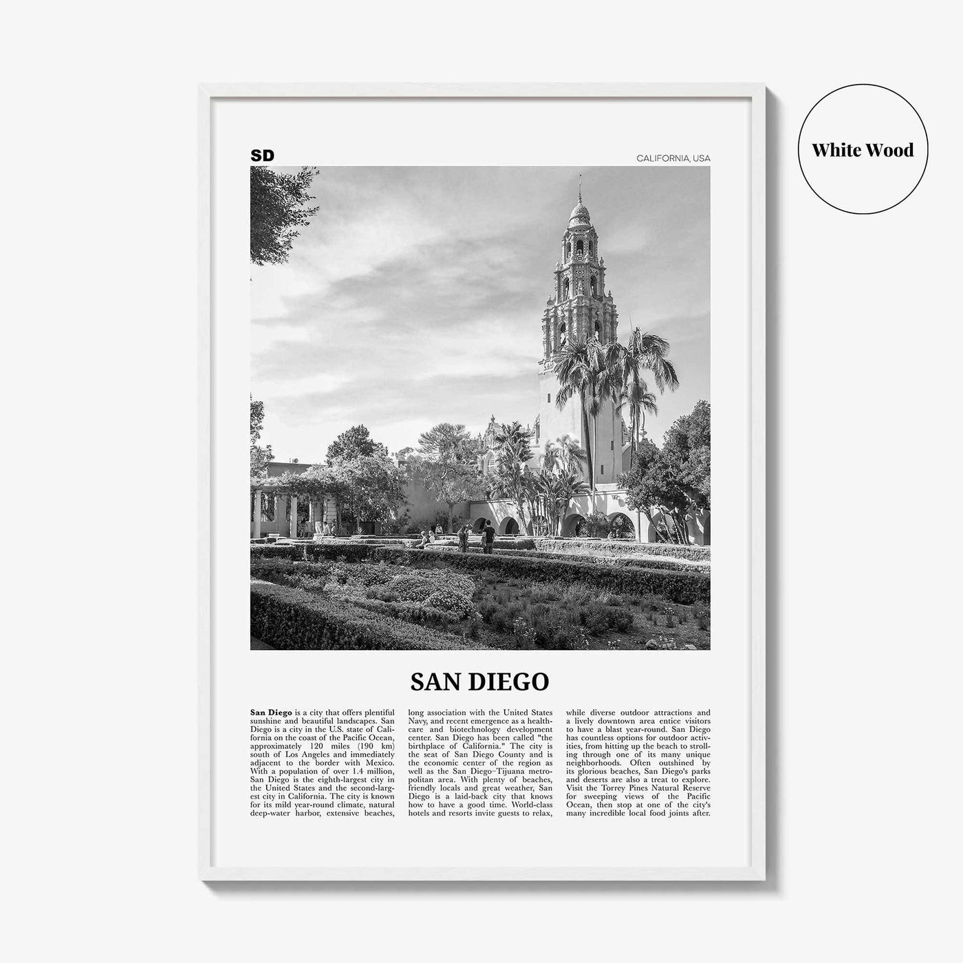 San Diego Print Black and White No 9, San Diego Wall Art, San Diego Poster, San Diego Photo, San Diego Décor, San Diego Map, California, USA