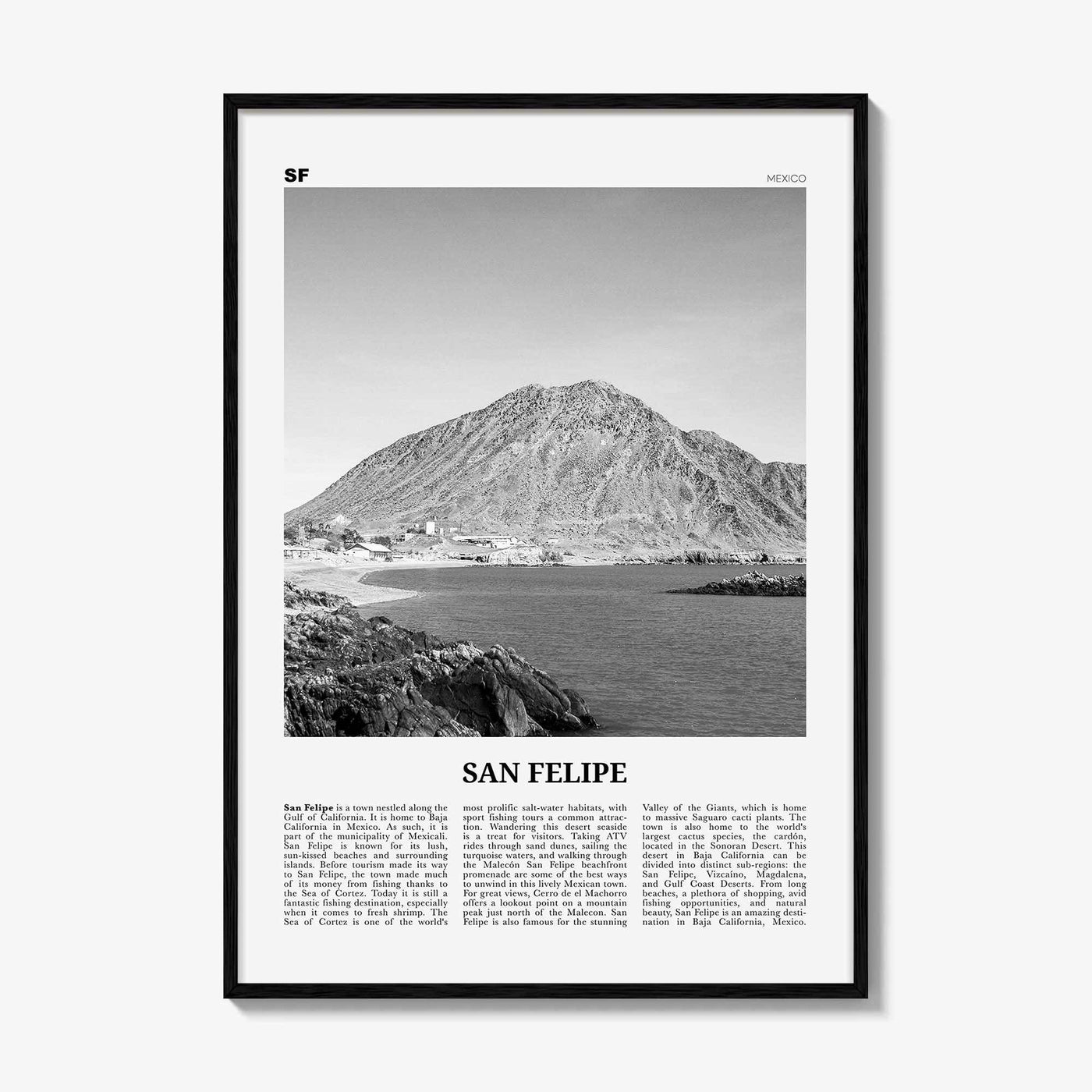 San Felipe Print Black and White, San Felipe Wall Art, San Felipe Poster, San Felipe Photo, San Felipe Map, San Felipe Wall Decor, Mexico