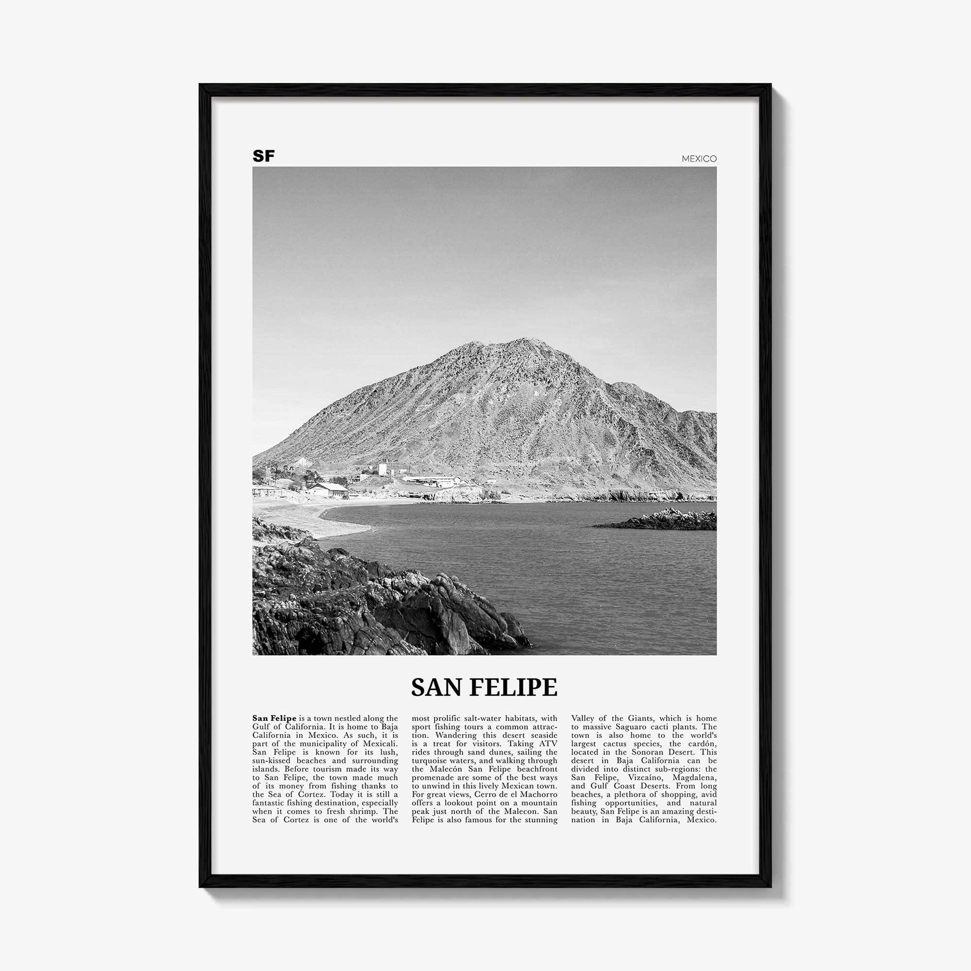 San Felipe Print Black and White, San Felipe Wall Art, San Felipe Poster, San Felipe Photo, San Felipe Map, San Felipe Wall Decor, Mexico