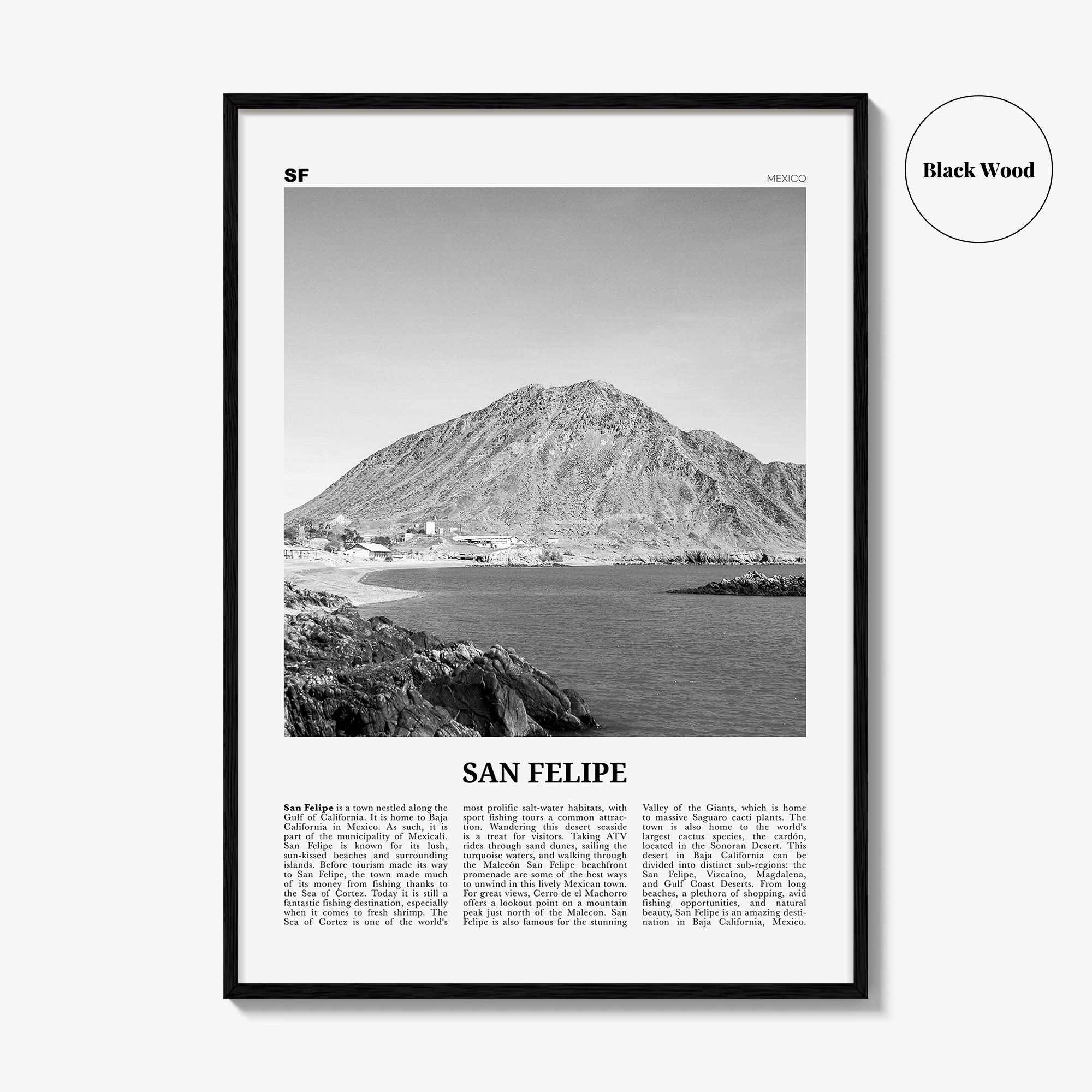 San Felipe Print Black and White, San Felipe Wall Art, San Felipe Poster, San Felipe Photo, San Felipe Map, San Felipe Wall Decor, Mexico