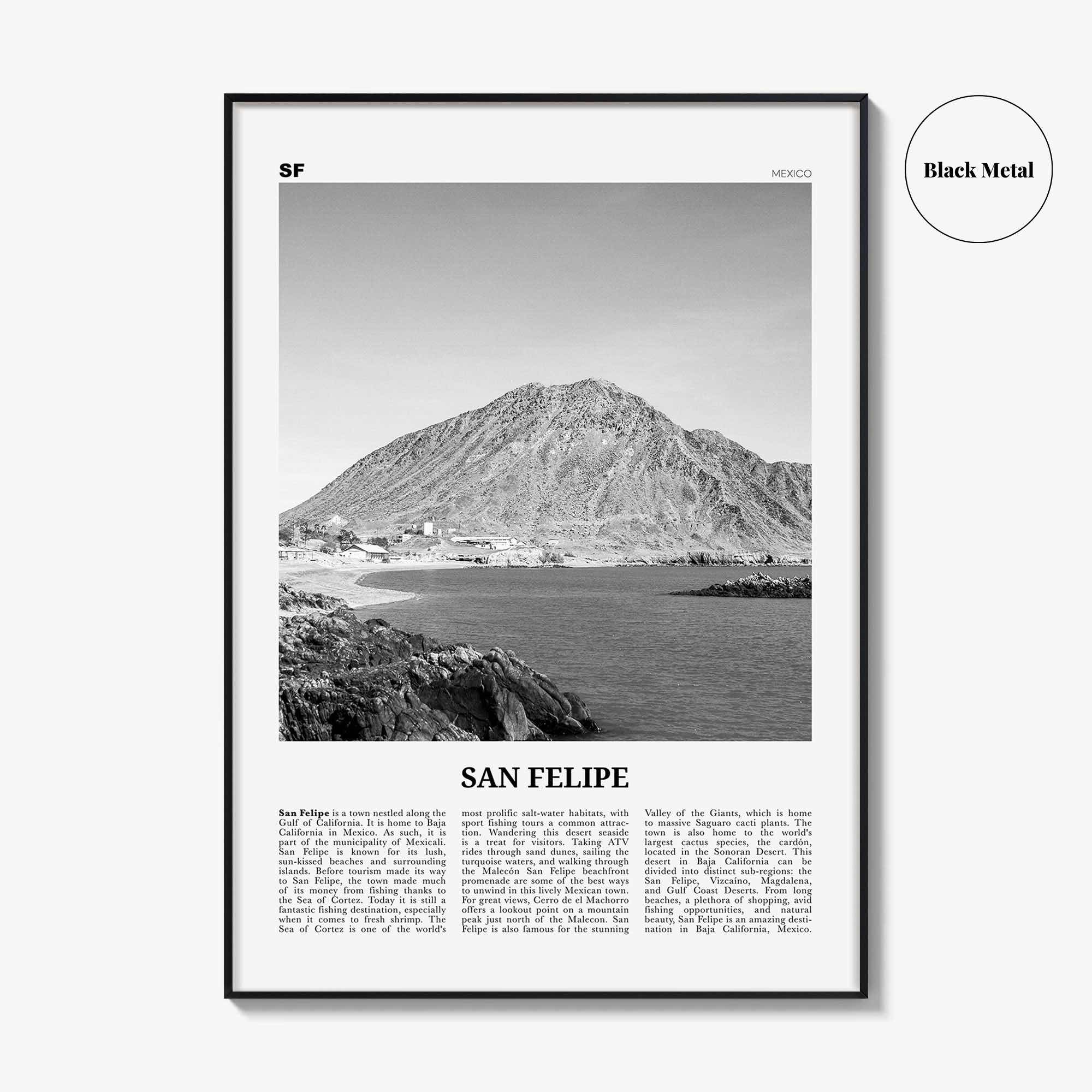 San Felipe Print Black and White, San Felipe Wall Art, San Felipe Poster, San Felipe Photo, San Felipe Map, San Felipe Wall Decor, Mexico