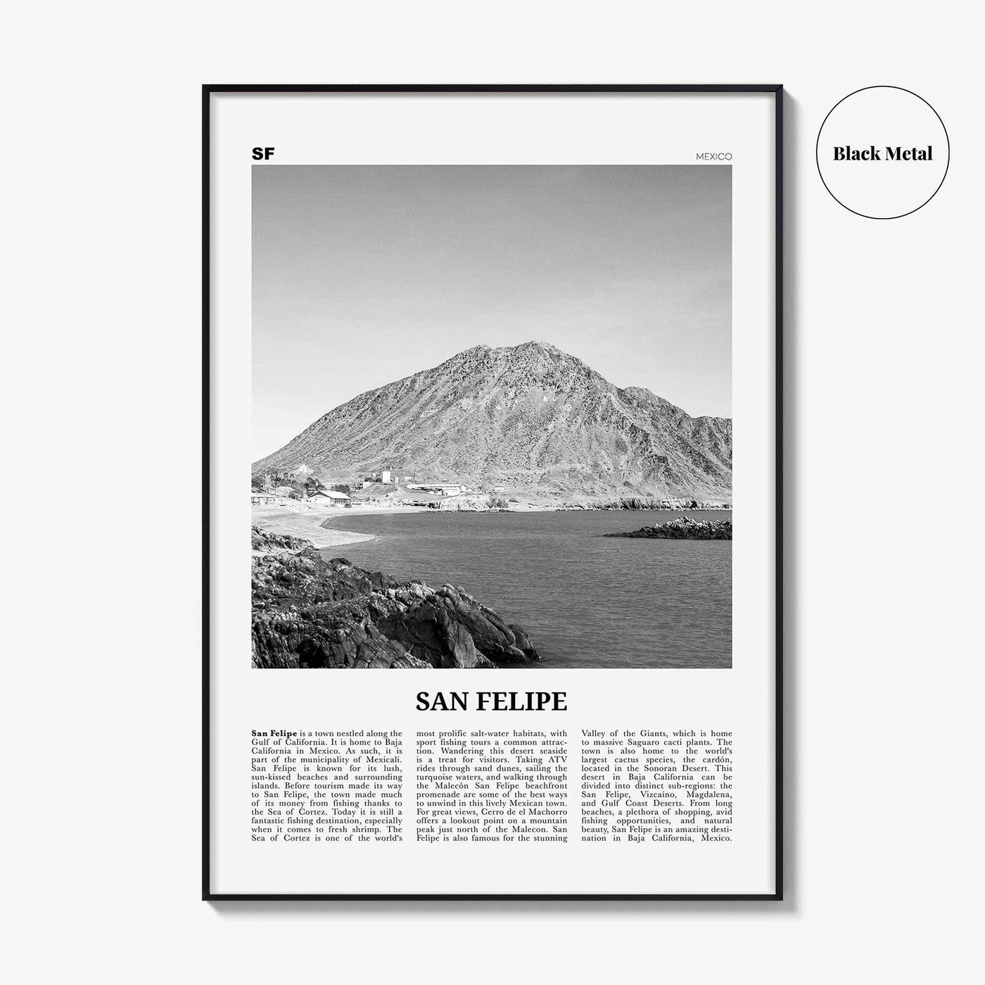 San Felipe Print Black and White, San Felipe Wall Art, San Felipe Poster, San Felipe Photo, San Felipe Map, San Felipe Wall Decor, Mexico