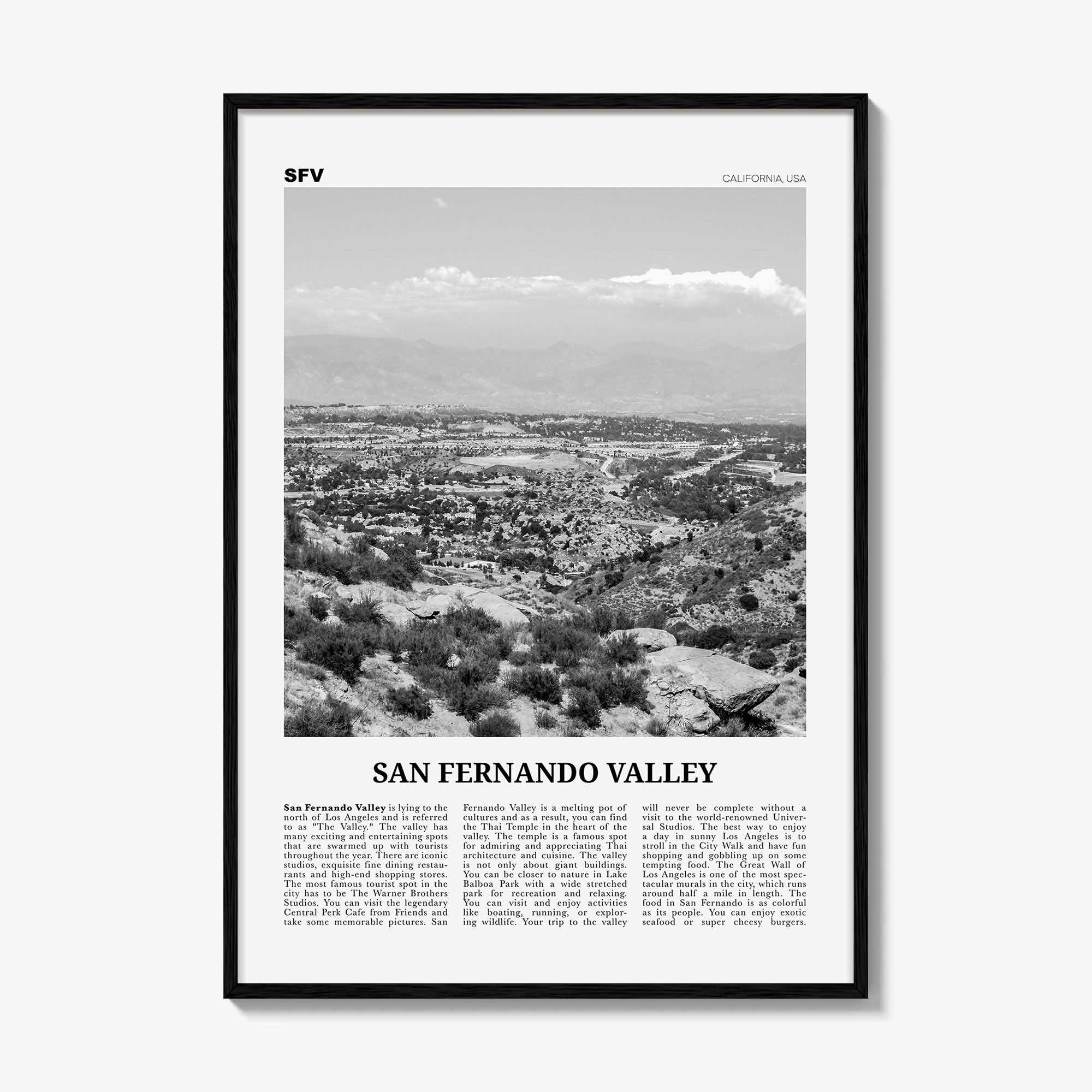 San Fernando Valley Print Black and White No 1, San Fernando Valley Art, San Fernando Valley Poster, San Fernando Photo, California, USA