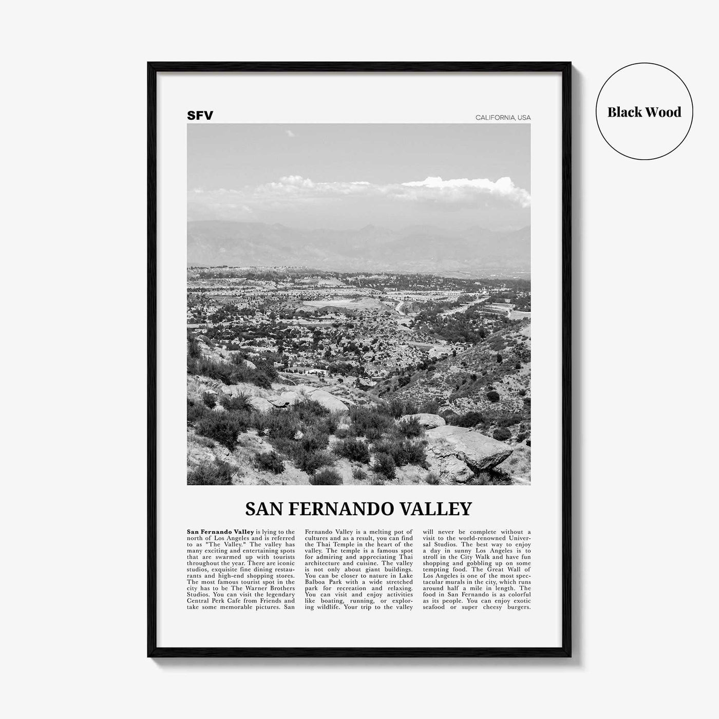 San Fernando Valley Print Black and White No 1, San Fernando Valley Art, San Fernando Valley Poster, San Fernando Photo, California, USA