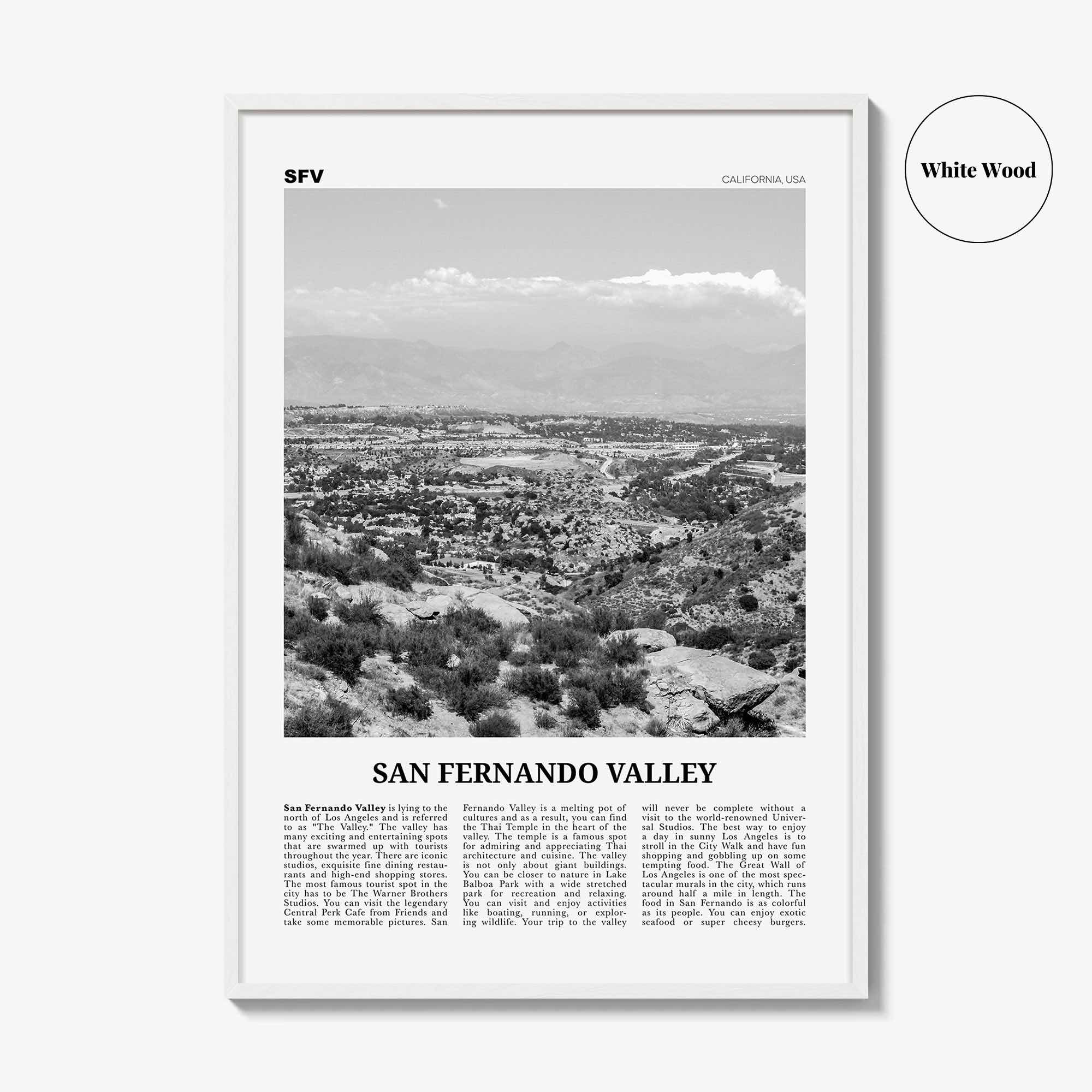 San Fernando Valley Print Black and White No 1, San Fernando Valley Art, San Fernando Valley Poster, San Fernando Photo, California, USA