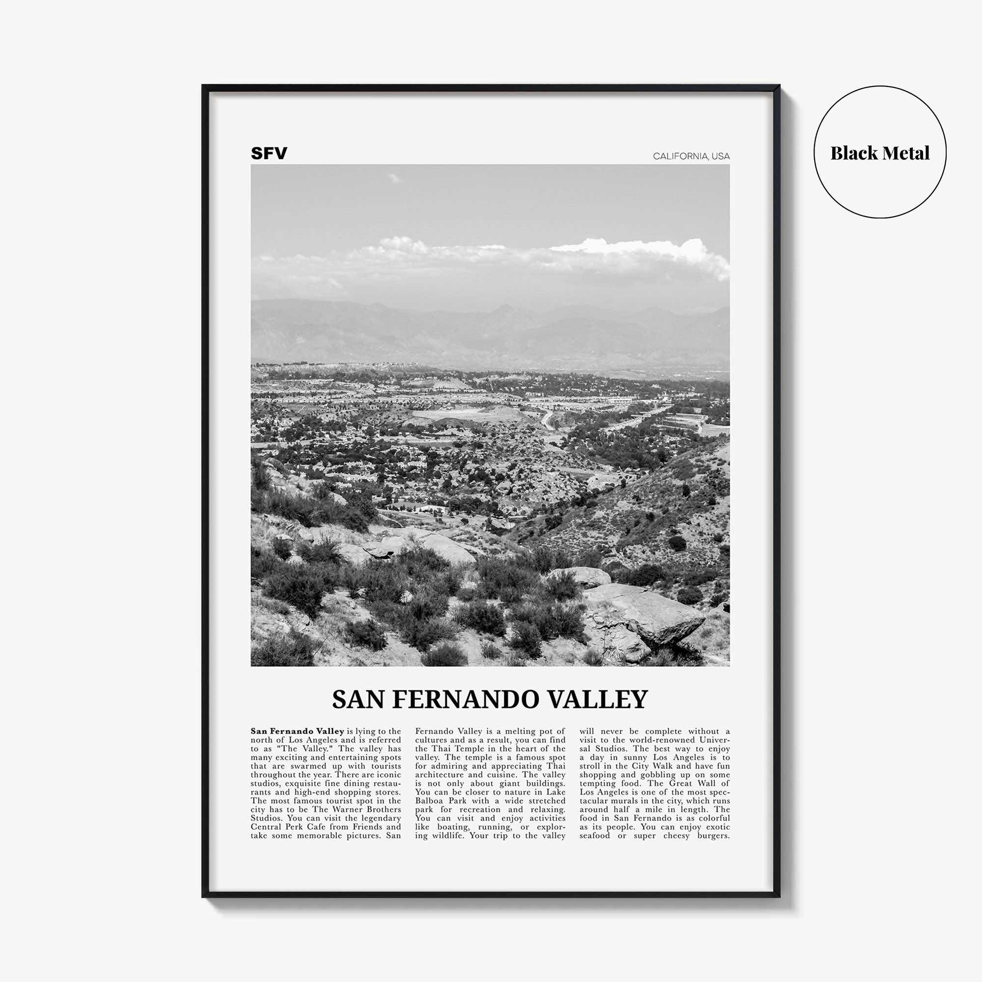 San Fernando Valley Print Black and White No 1, San Fernando Valley Art, San Fernando Valley Poster, San Fernando Photo, California, USA