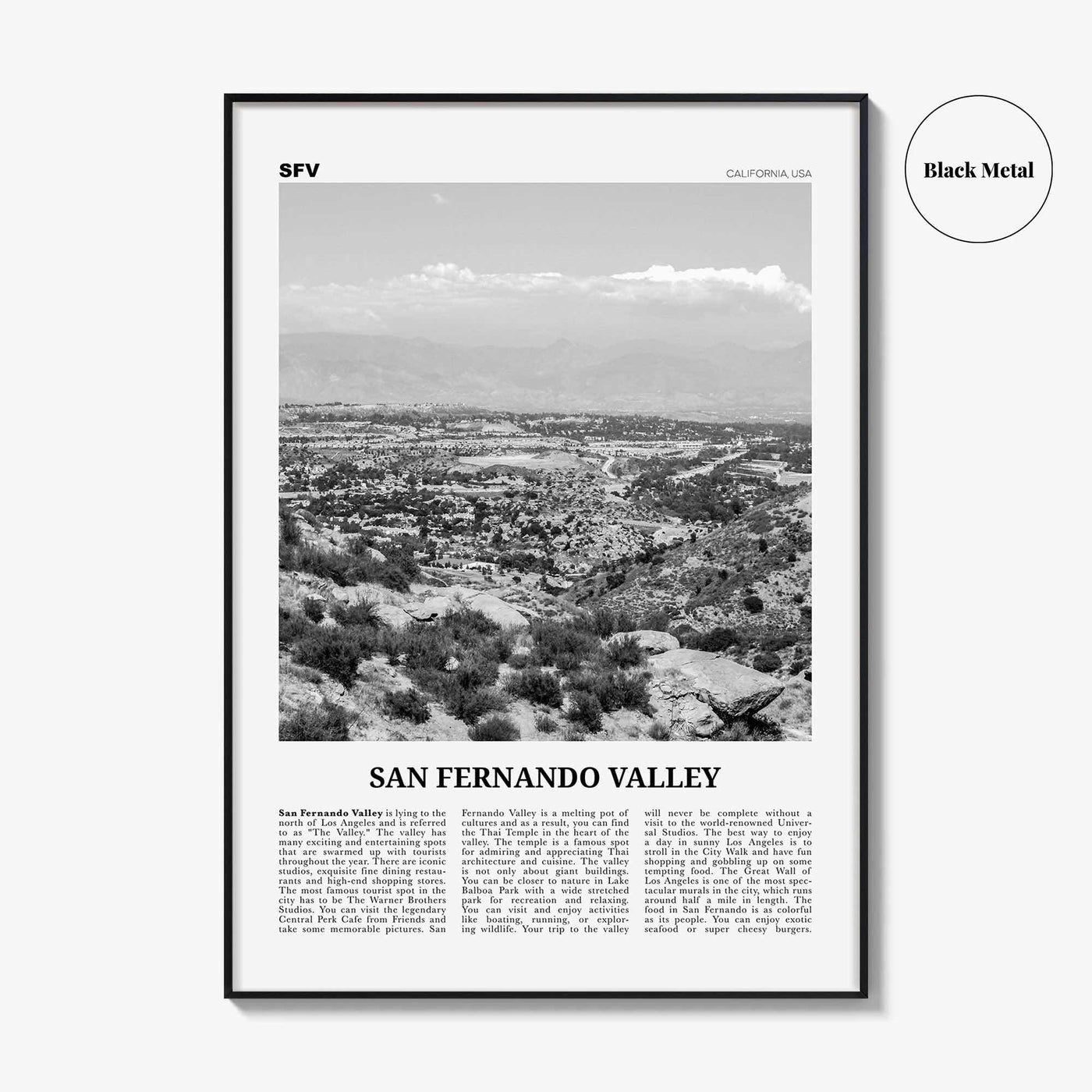 San Fernando Valley Print Black and White No 1, San Fernando Valley Art, San Fernando Valley Poster, San Fernando Photo, California, USA