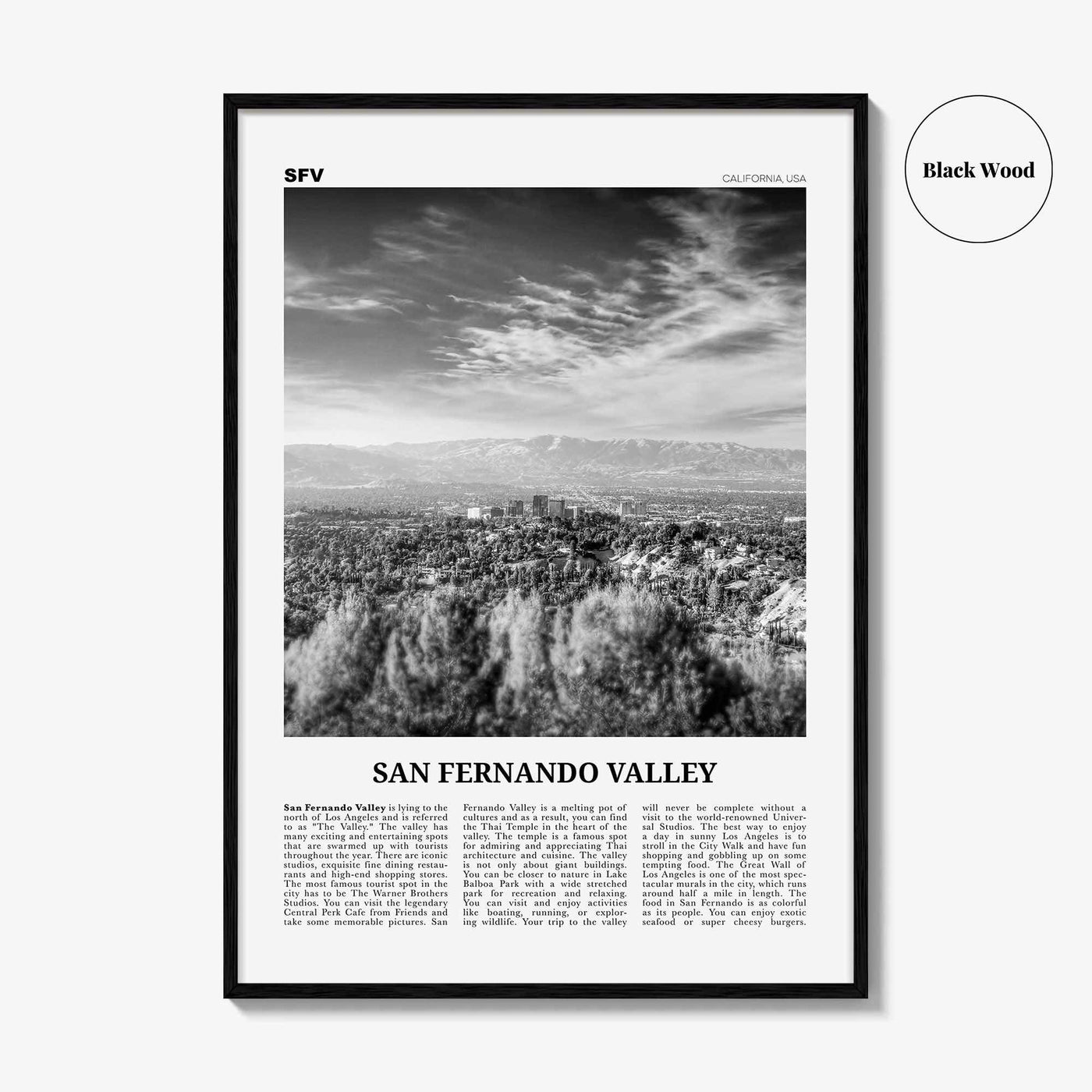 San Fernando Valley Print Black and White No 2, San Fernando Valley Art, San Fernando Valley Poster, San Fernando Photo, California, USA