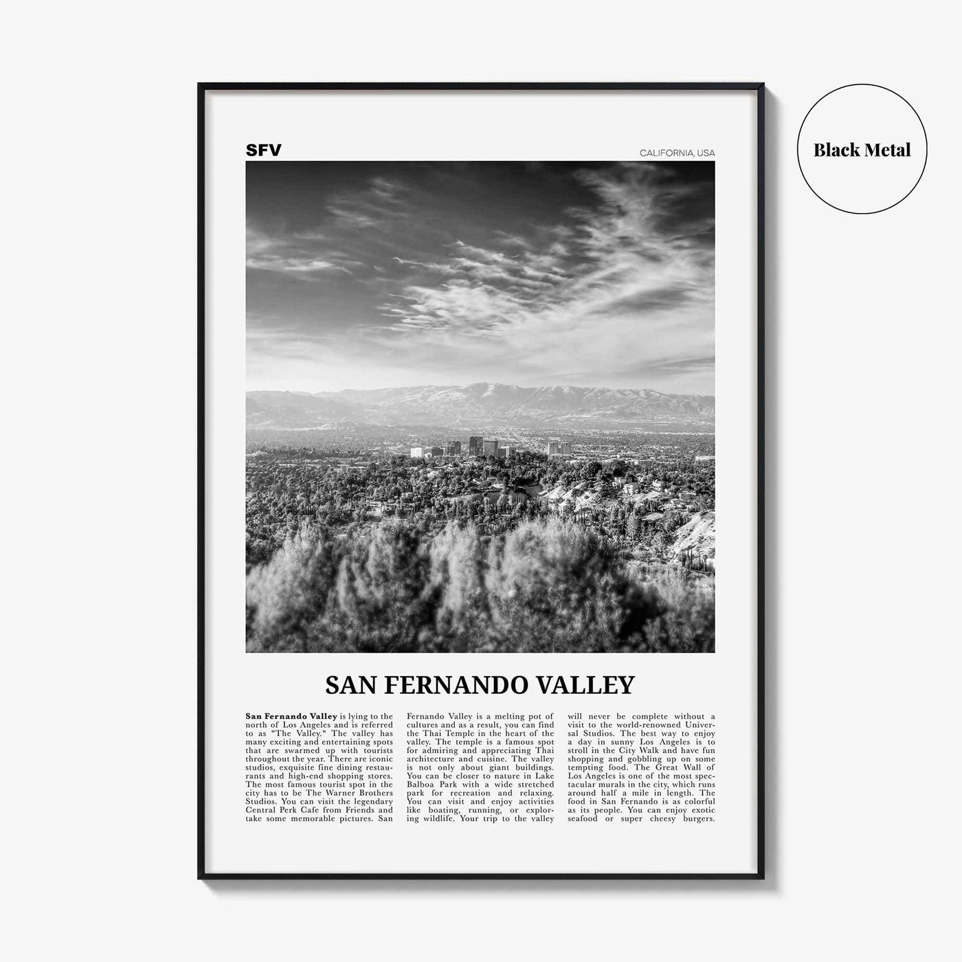 San Fernando Valley Print Black and White No 2, San Fernando Valley Art, San Fernando Valley Poster, San Fernando Photo, California, USA