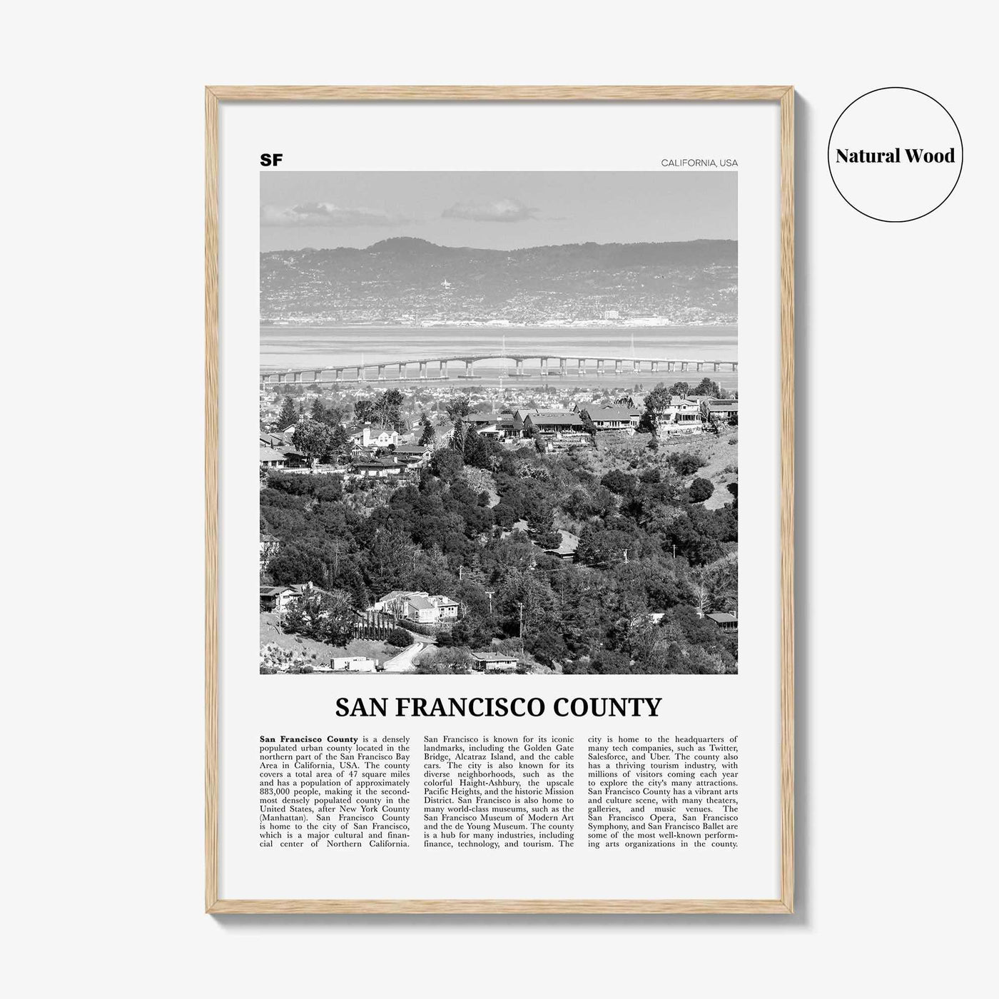 San Francisco County Print Black and White, San Francisco Wall Art, San Francisco Poster, San Francisco Photo, Wall Décor, San Francisco Map