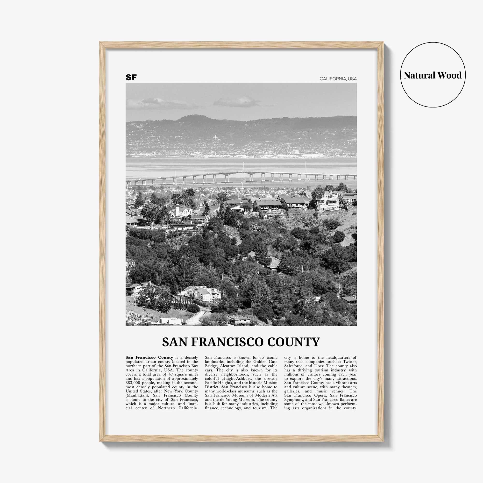 San Francisco County Print Black and White, San Francisco Wall Art, San Francisco Poster, San Francisco Photo, Wall Décor, San Francisco Map