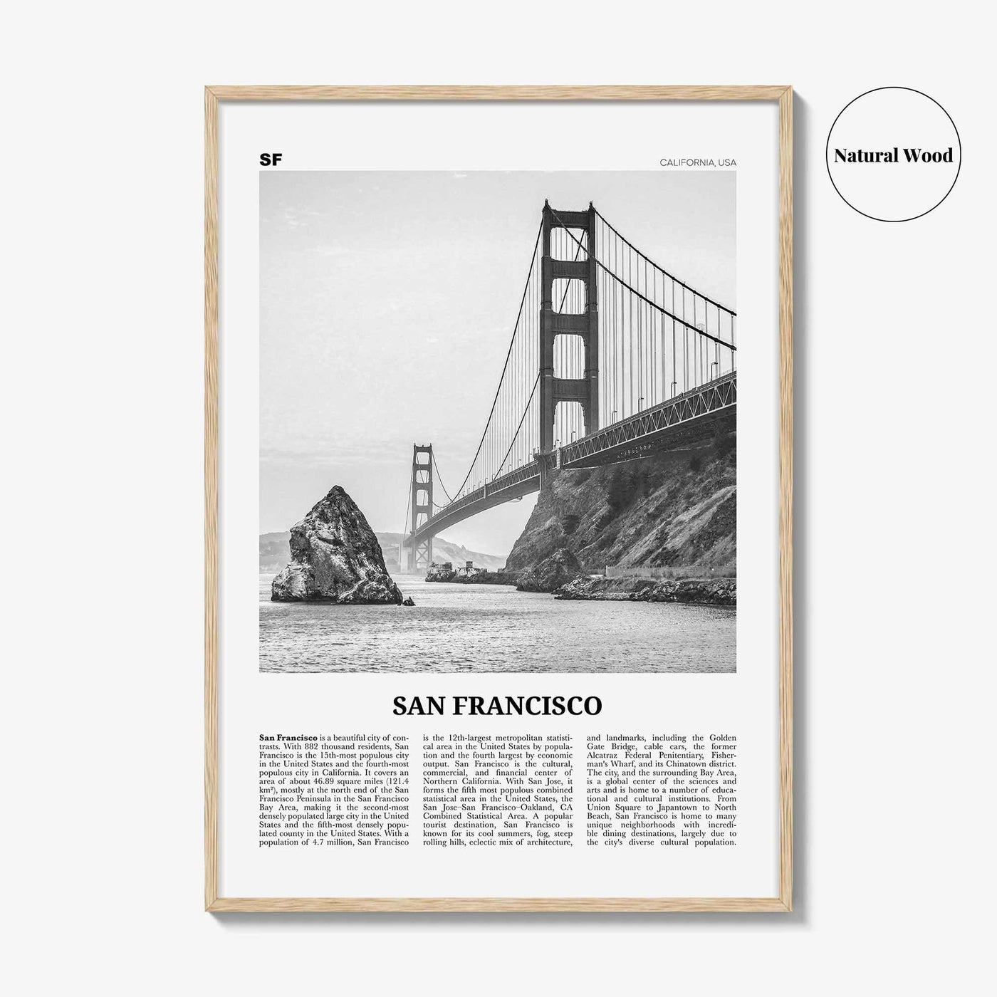 San Francisco Print Black and White No 1, San Francisco Wall Art, San Francisco Poster, San Francisco Photo, Golden Gate Bridge California