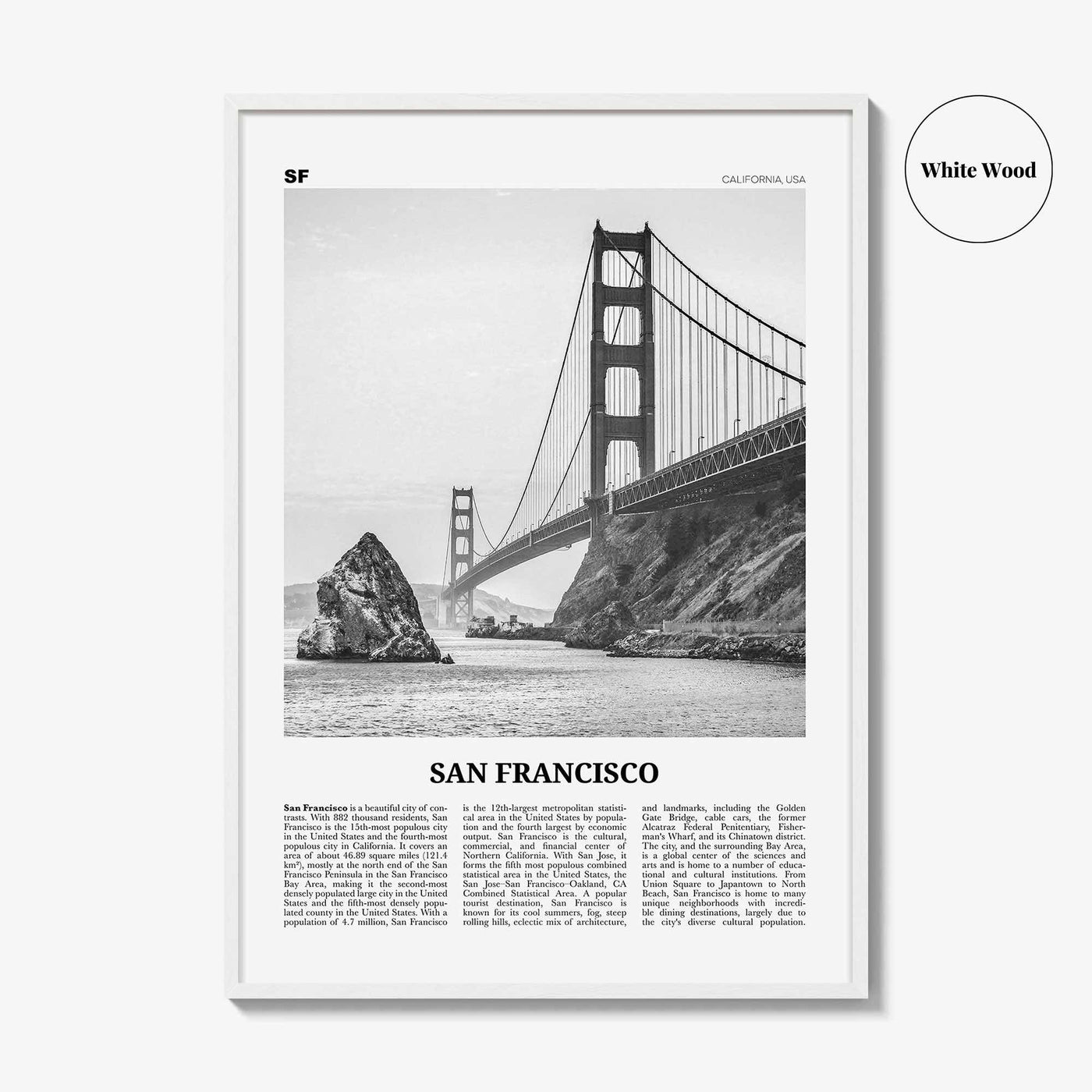 San Francisco Print Black and White No 1, San Francisco Wall Art, San Francisco Poster, San Francisco Photo, Golden Gate Bridge California