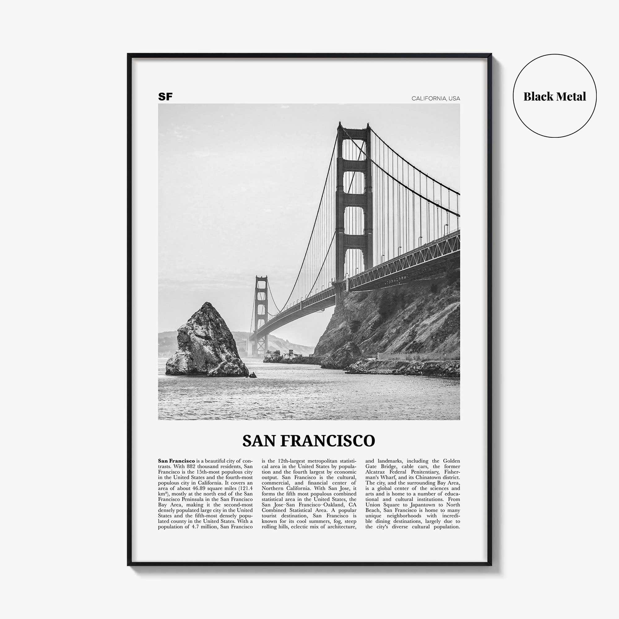 San Francisco Print Black and White No 1, San Francisco Wall Art, San Francisco Poster, San Francisco Photo, Golden Gate Bridge California