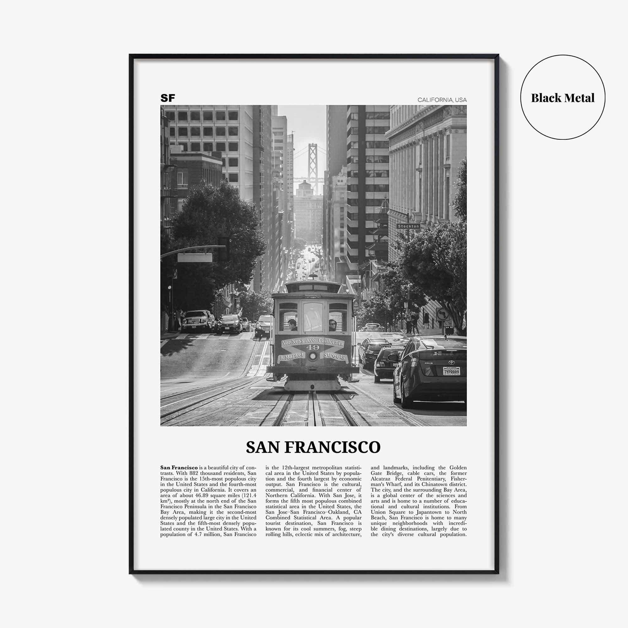 San Francisco Print Black and White No 2, San Francisco Wall Art, San Francisco Poster, San Francisco Photo, California, USA, United States