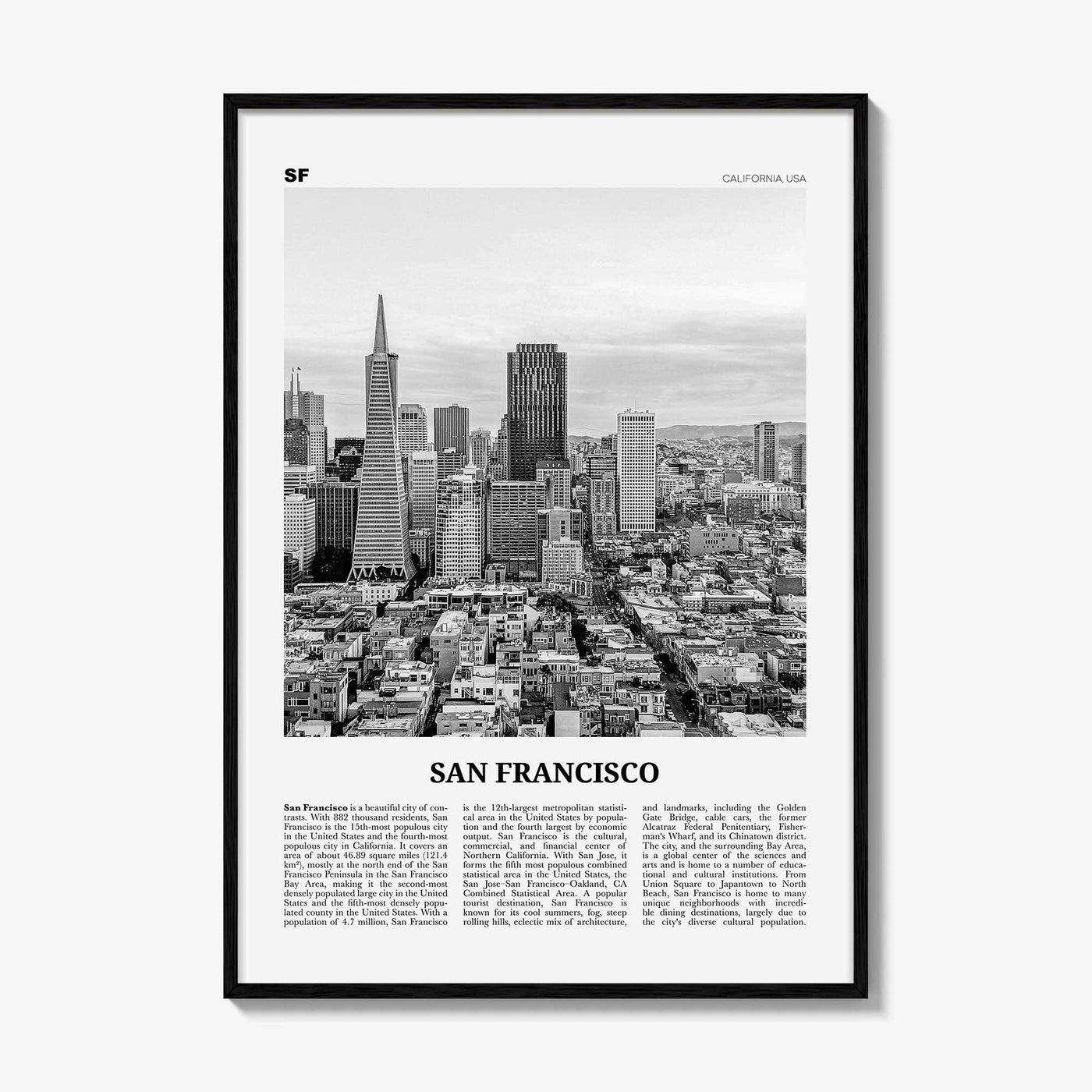 San Francisco Print Black and White No 3, San Francisco Wall Art, San Francisco Poster, San Francisco Photo, California, USA