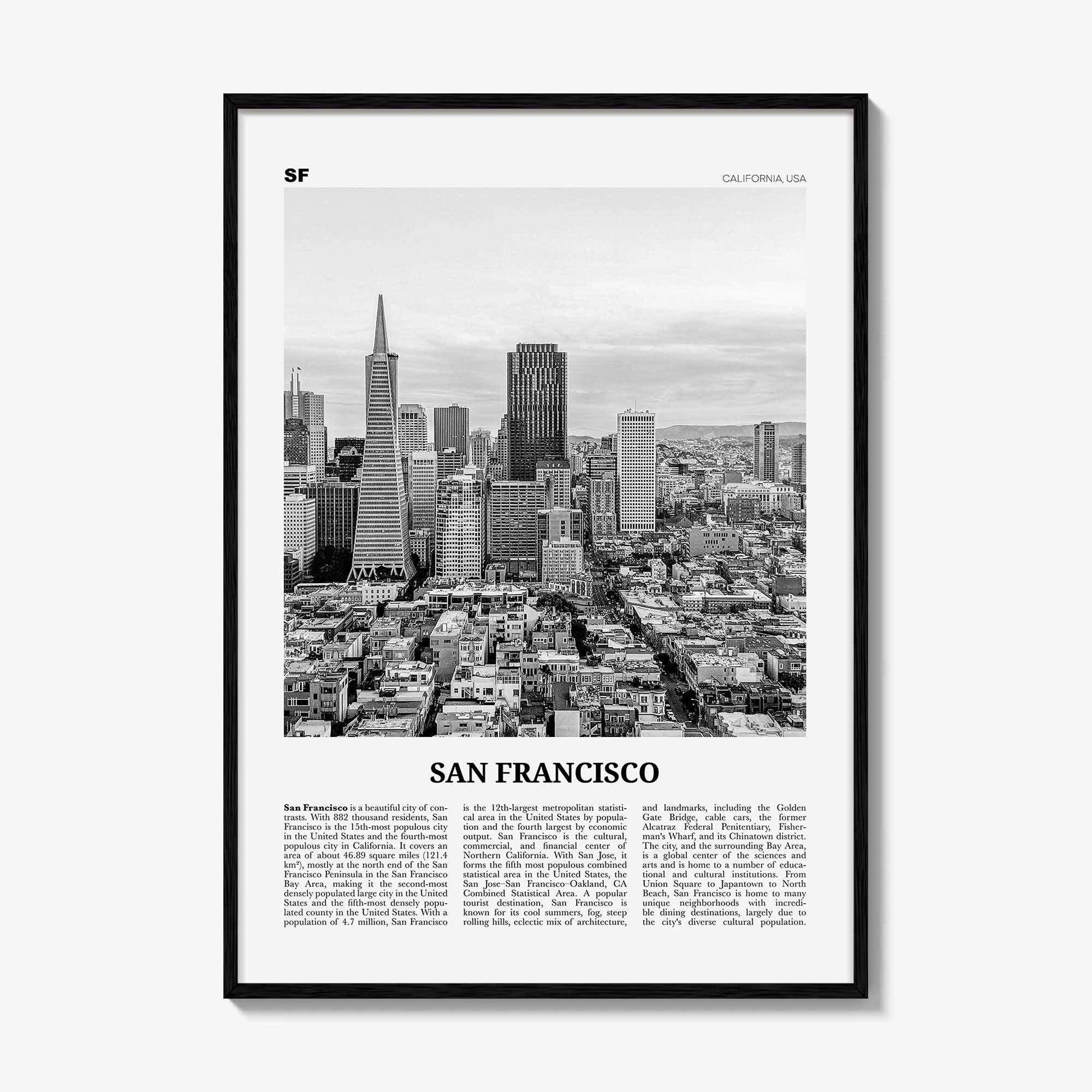 San Francisco Print Black and White No 3, San Francisco Wall Art, San Francisco Poster, San Francisco Photo, California, USA