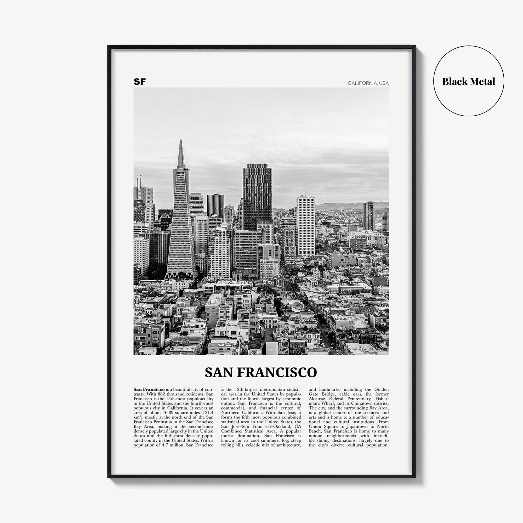 San Francisco Print Black and White No 3, San Francisco Wall Art, San Francisco Poster, San Francisco Photo, California, USA