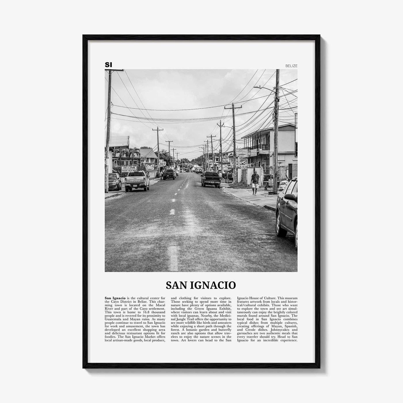 San Ignacio Print Black and White, San Ignacio Wall Art, San Ignacio Poster, San Ignacio Photo, San Ignacio Décor, San Ignacio Map, Belize