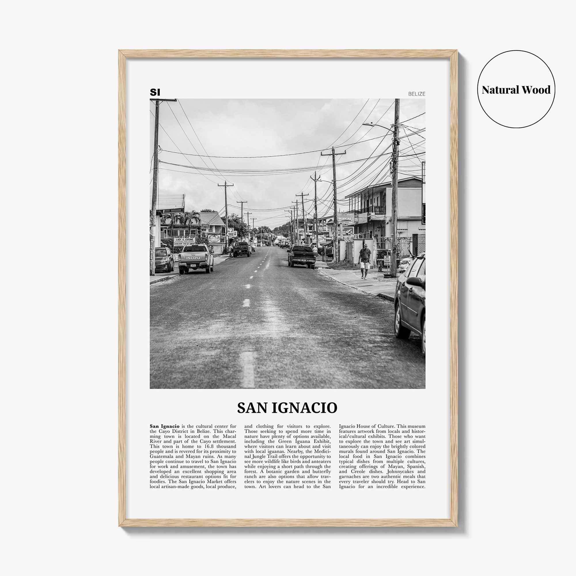 San Ignacio Print Black and White, San Ignacio Wall Art, San Ignacio Poster, San Ignacio Photo, San Ignacio Décor, San Ignacio Map, Belize