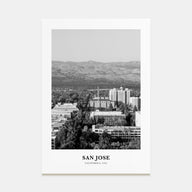 San Jose, California Portrait B&W No 2 Poster