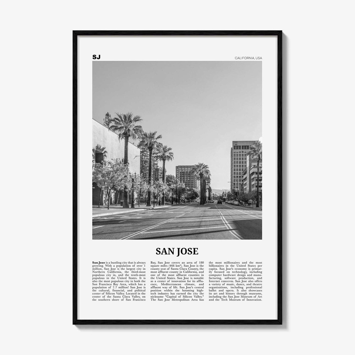San Jose Print Black and White California No 1, San Jose Wall Art, San Jose Poster, San Jose Photo, California, United States