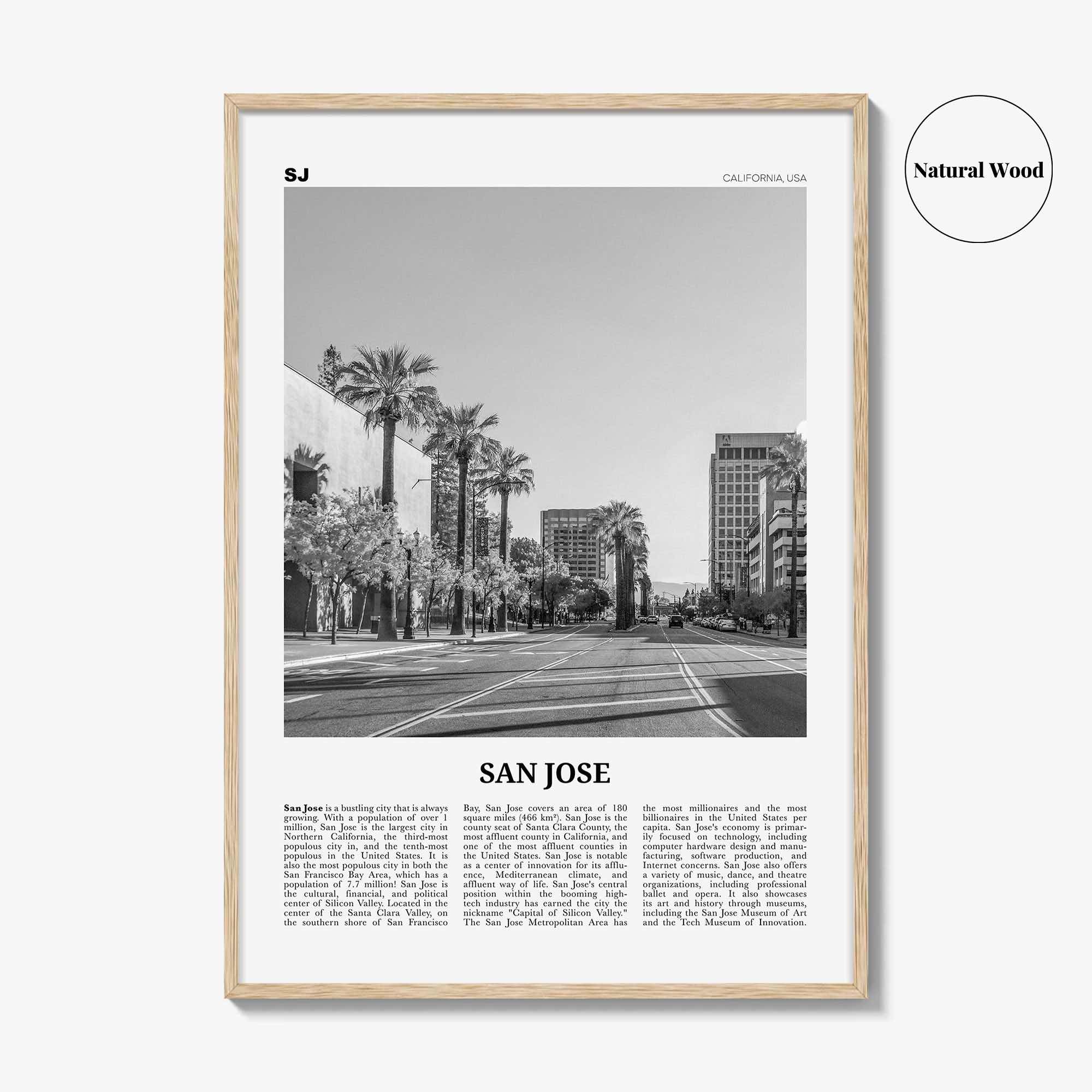 San Jose Print Black and White California No 1, San Jose Wall Art, San Jose Poster, San Jose Photo, California, United States