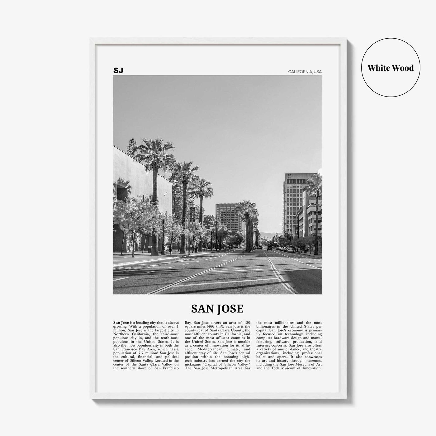 San Jose Print Black and White California No 1, San Jose Wall Art, San Jose Poster, San Jose Photo, California, United States