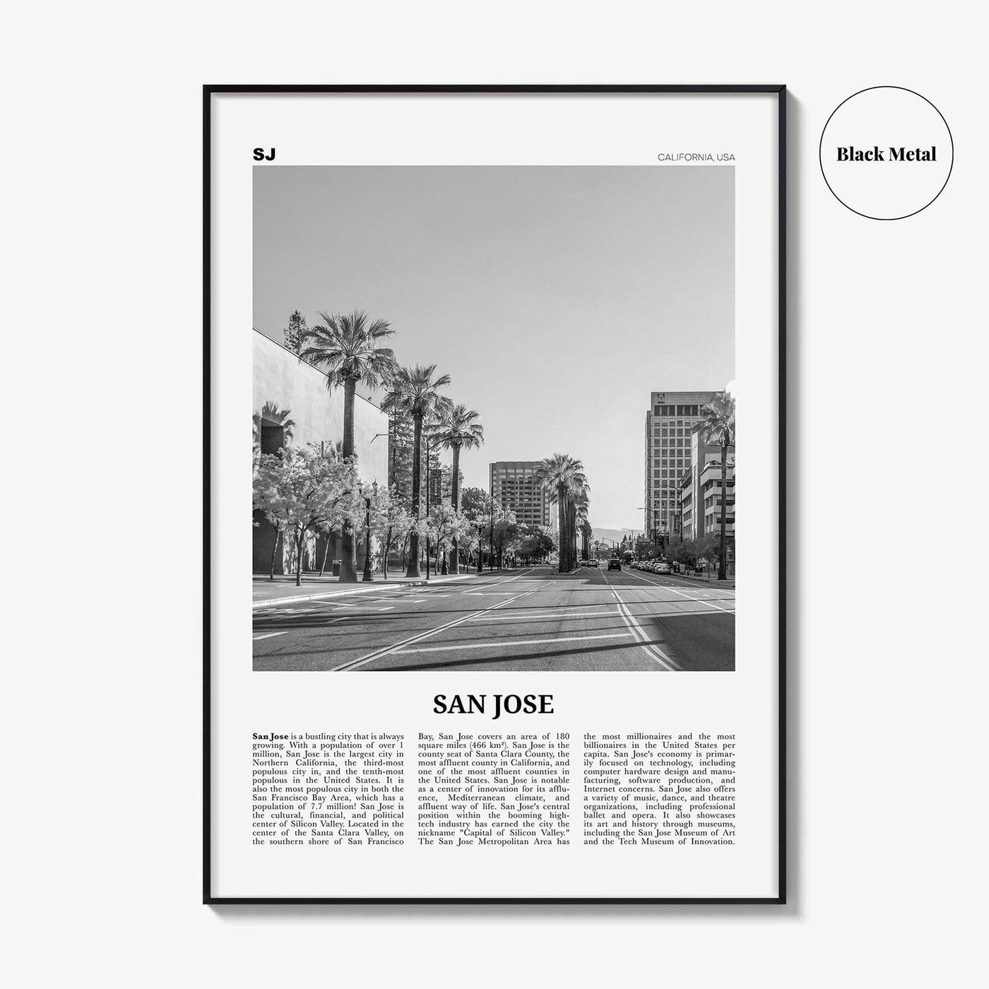 San Jose Print Black and White California No 1, San Jose Wall Art, San Jose Poster, San Jose Photo, California, United States