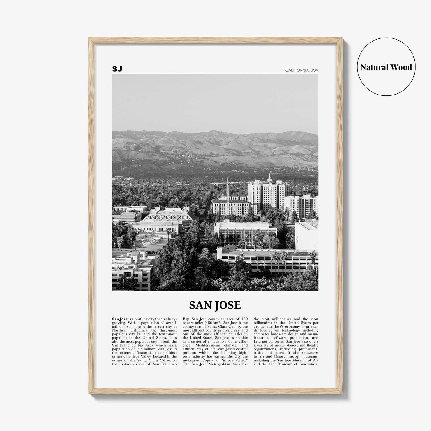 San Jose Print Black and White California No 2, San Jose Wall Art, San Jose Poster, San Jose Photo, California, United States