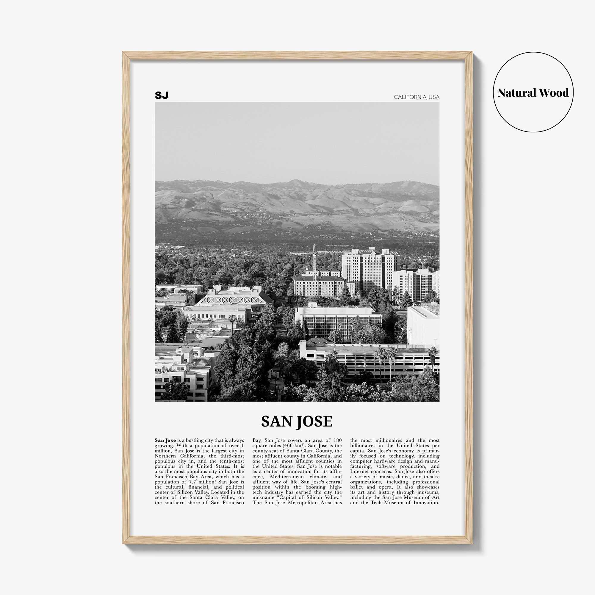 San Jose Print Black and White California No 2, San Jose Wall Art, San Jose Poster, San Jose Photo, California, United States