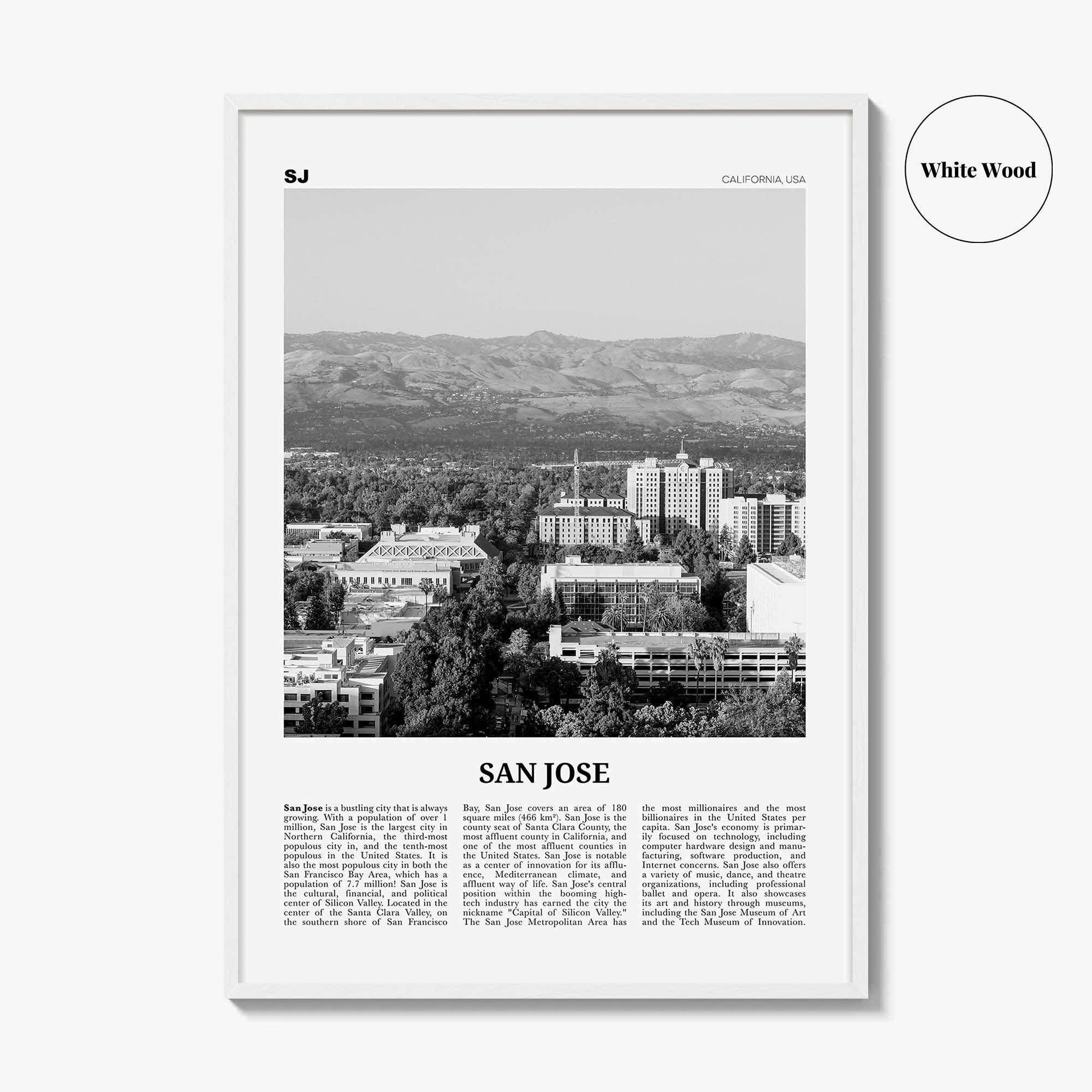 San Jose Print Black and White California No 2, San Jose Wall Art, San Jose Poster, San Jose Photo, California, United States