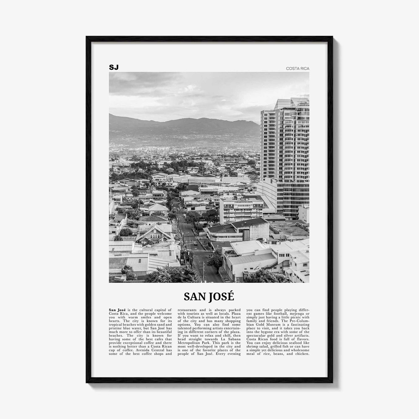 San Jose Print Black and White Costa Rica, San Jose Wall Art, San Jose Poster, San Jose Photo, San Jose Wall Décor, Costa Rica