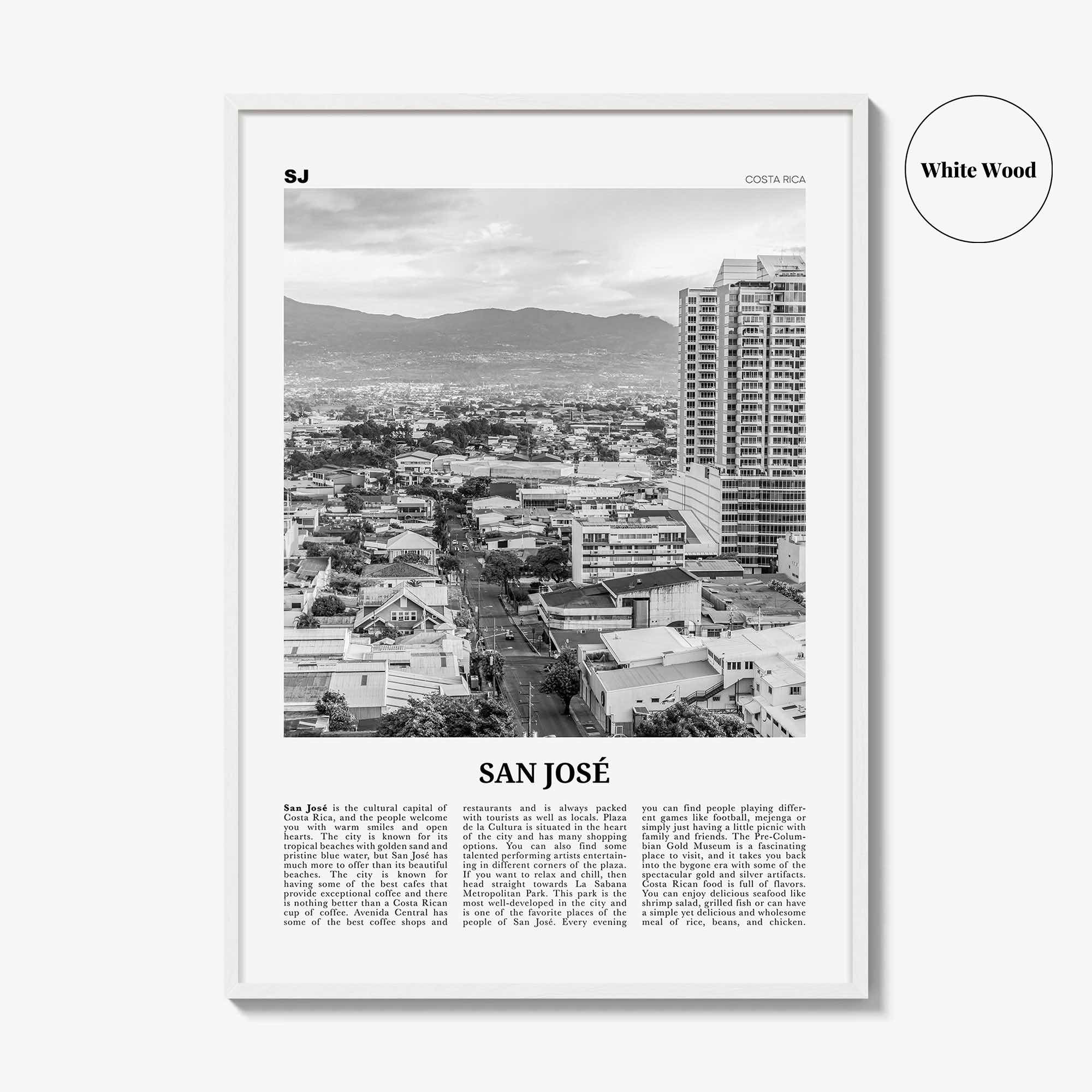 San Jose Print Black and White Costa Rica, San Jose Wall Art, San Jose Poster, San Jose Photo, San Jose Wall Décor, Costa Rica
