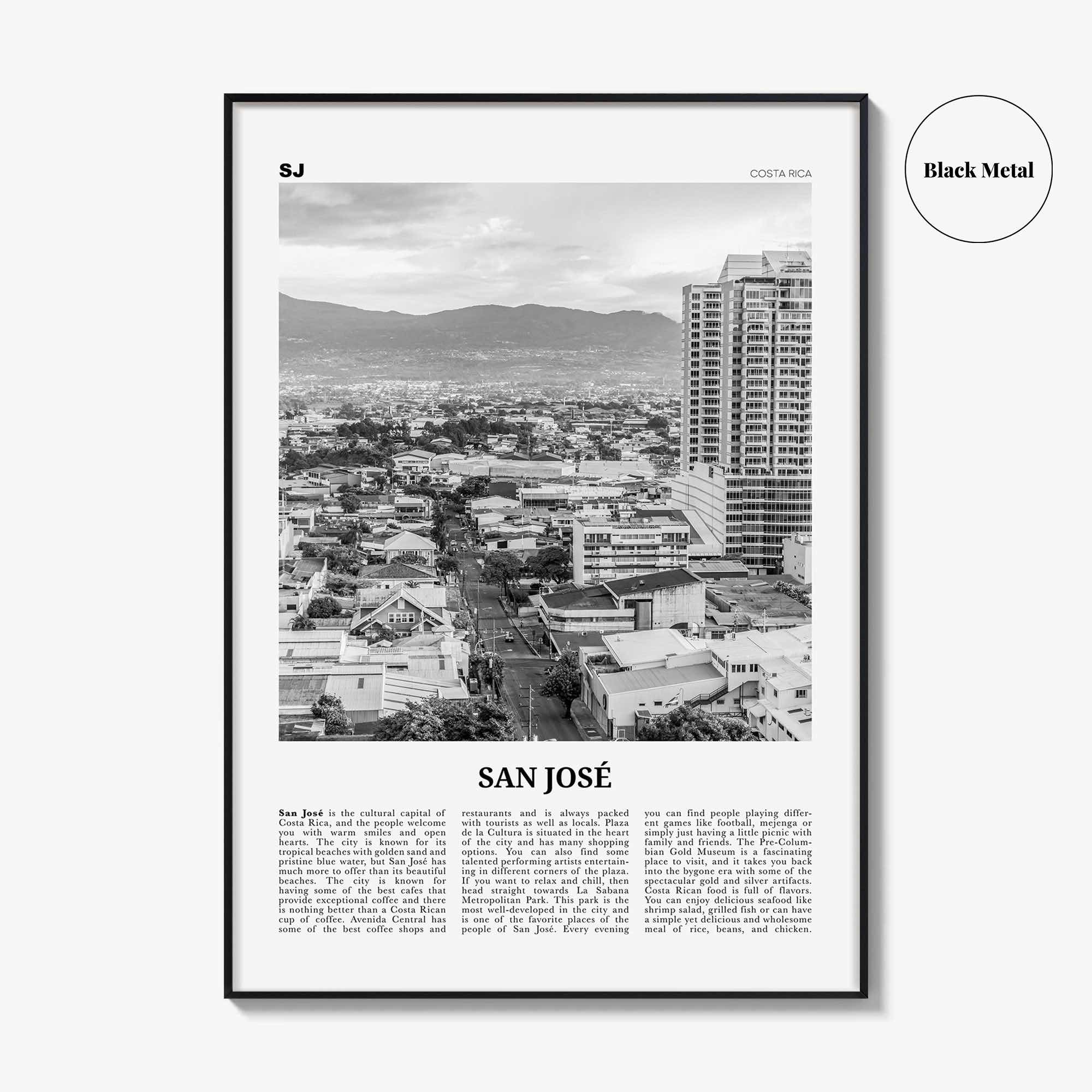 San Jose Print Black and White Costa Rica, San Jose Wall Art, San Jose Poster, San Jose Photo, San Jose Wall Décor, Costa Rica