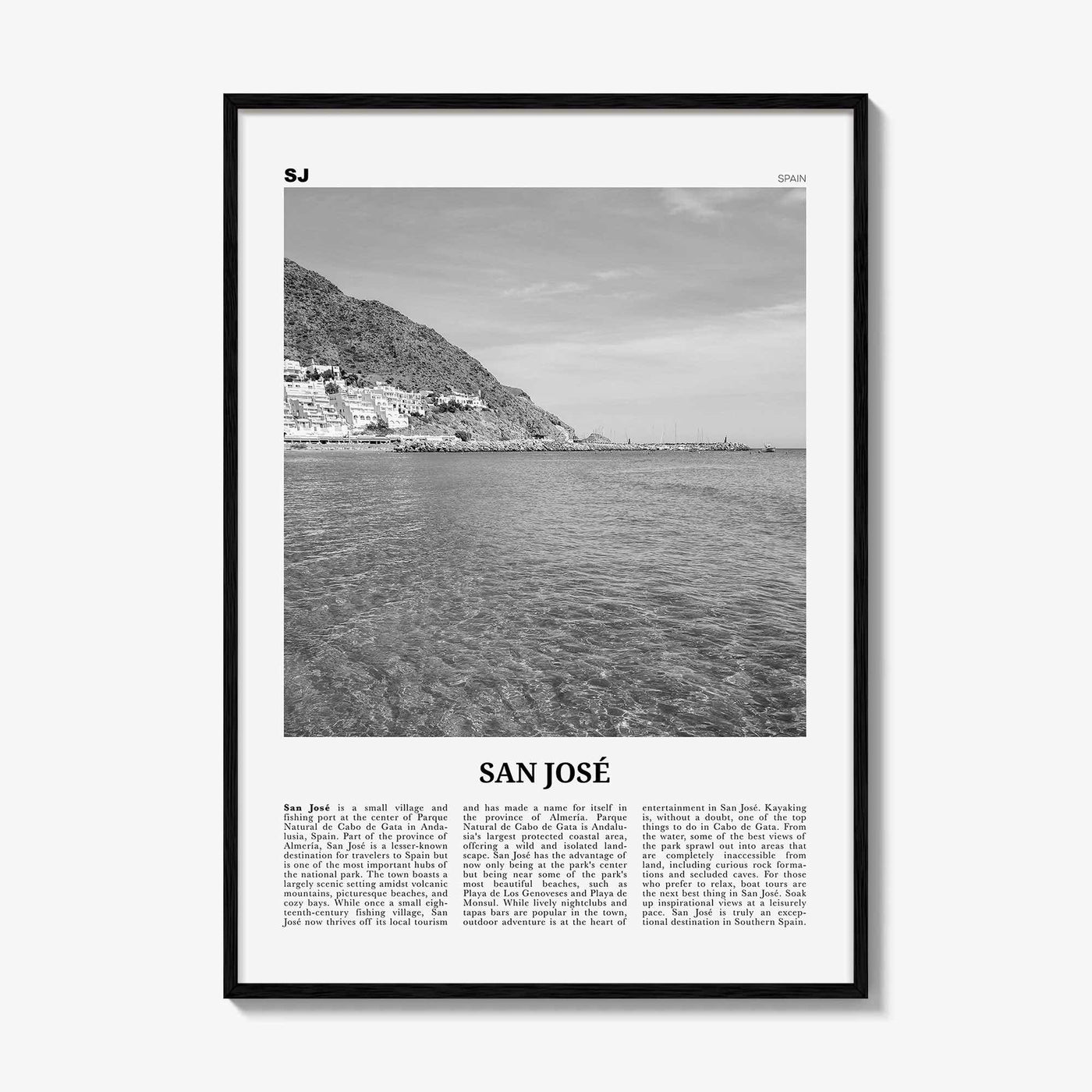 San Jose Print Black and White Spain, San Jose Wall Art, San José Poster, San José Photo, San José Wall Décor, San José Map, Spain