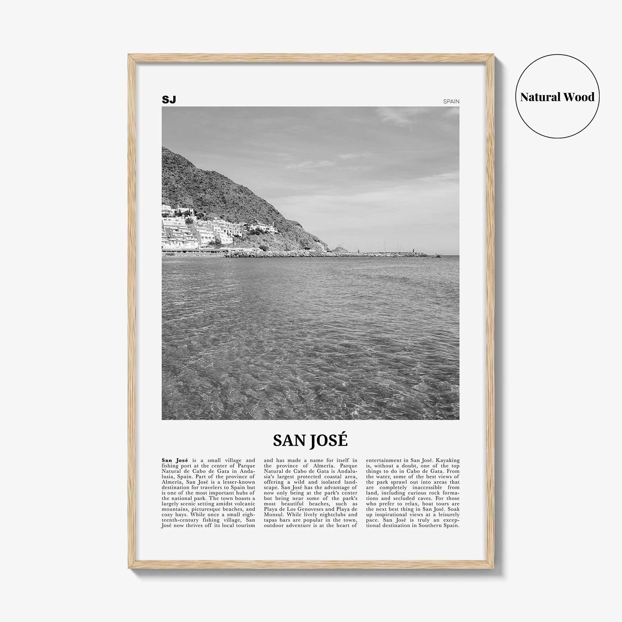 San Jose Print Black and White Spain, San Jose Wall Art, San José Poster, San José Photo, San José Wall Décor, San José Map, Spain